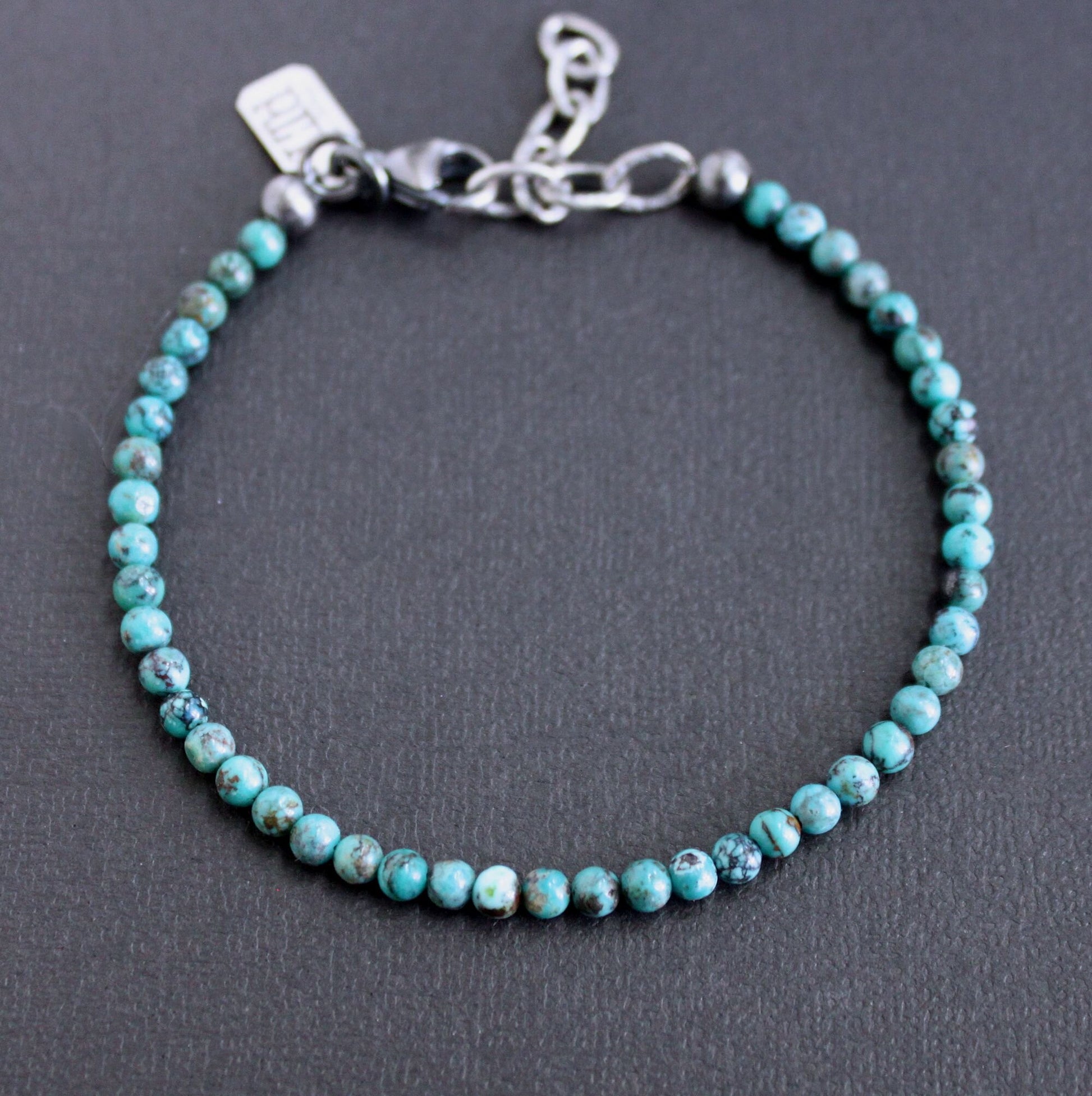 Men's 4mm turquoise bead bracelet