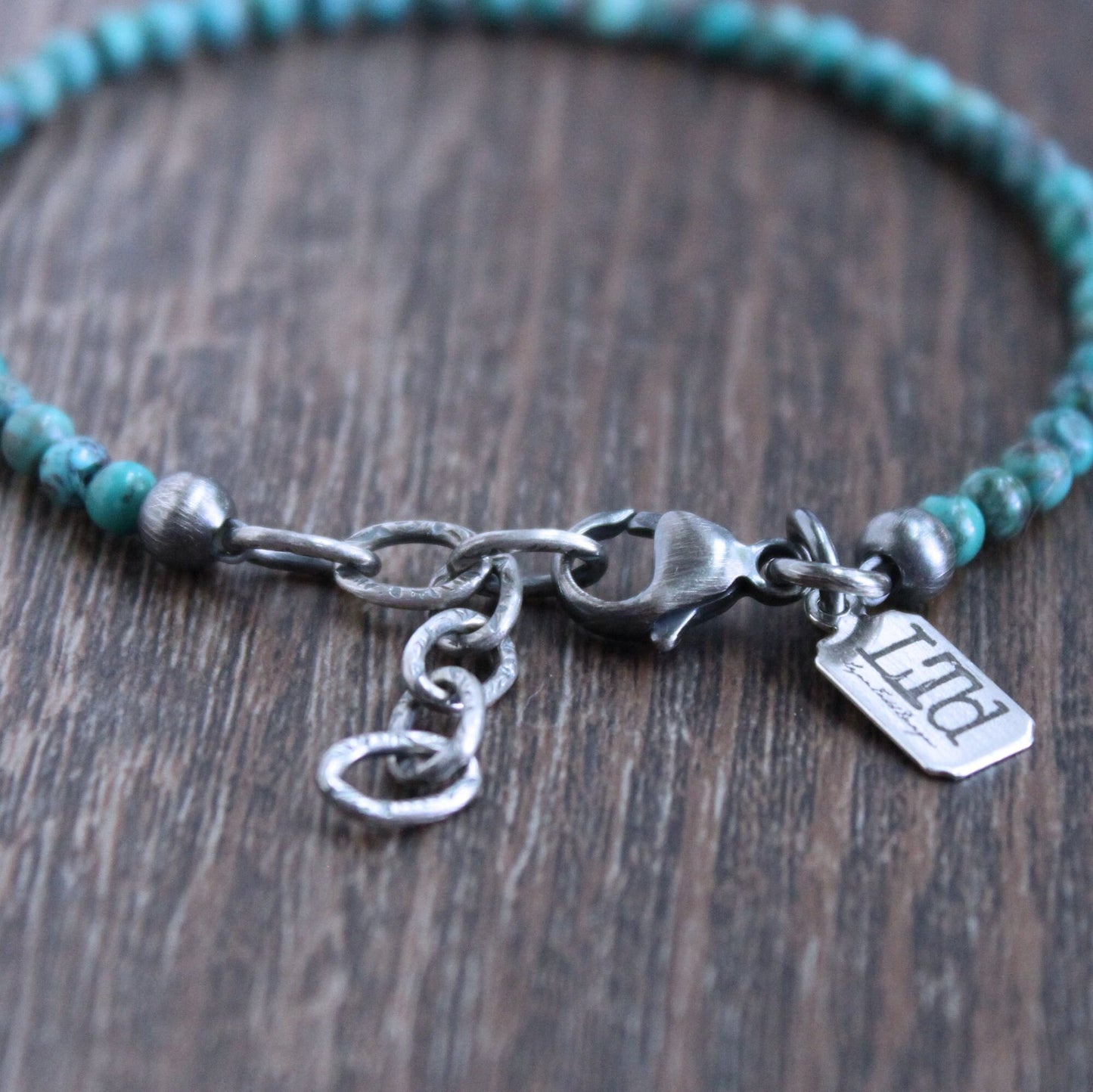 men's adjustable turquoise bead bracelet