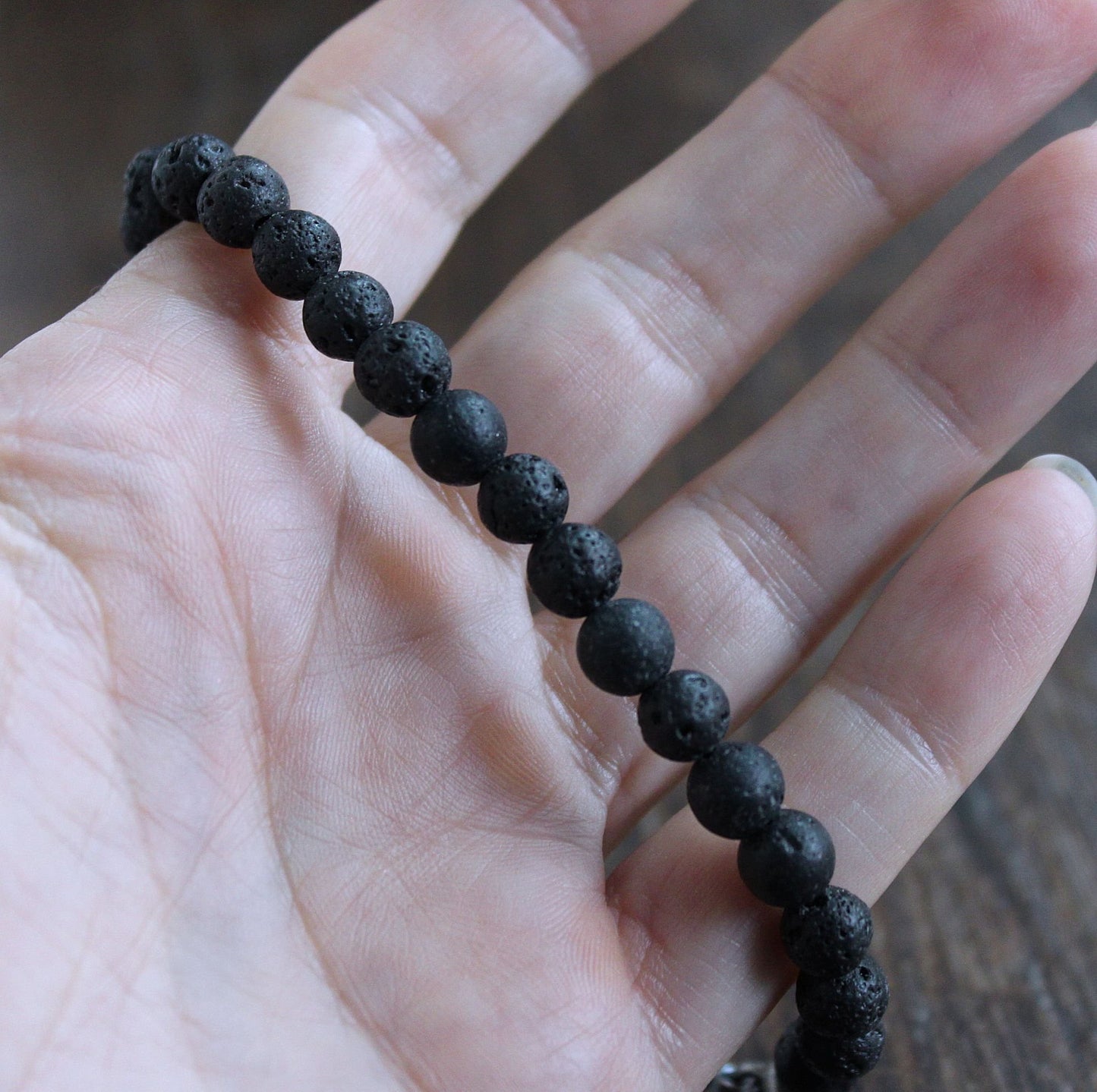 6mm black lava bead bracelet