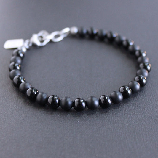 men's black onyx bead bracelet