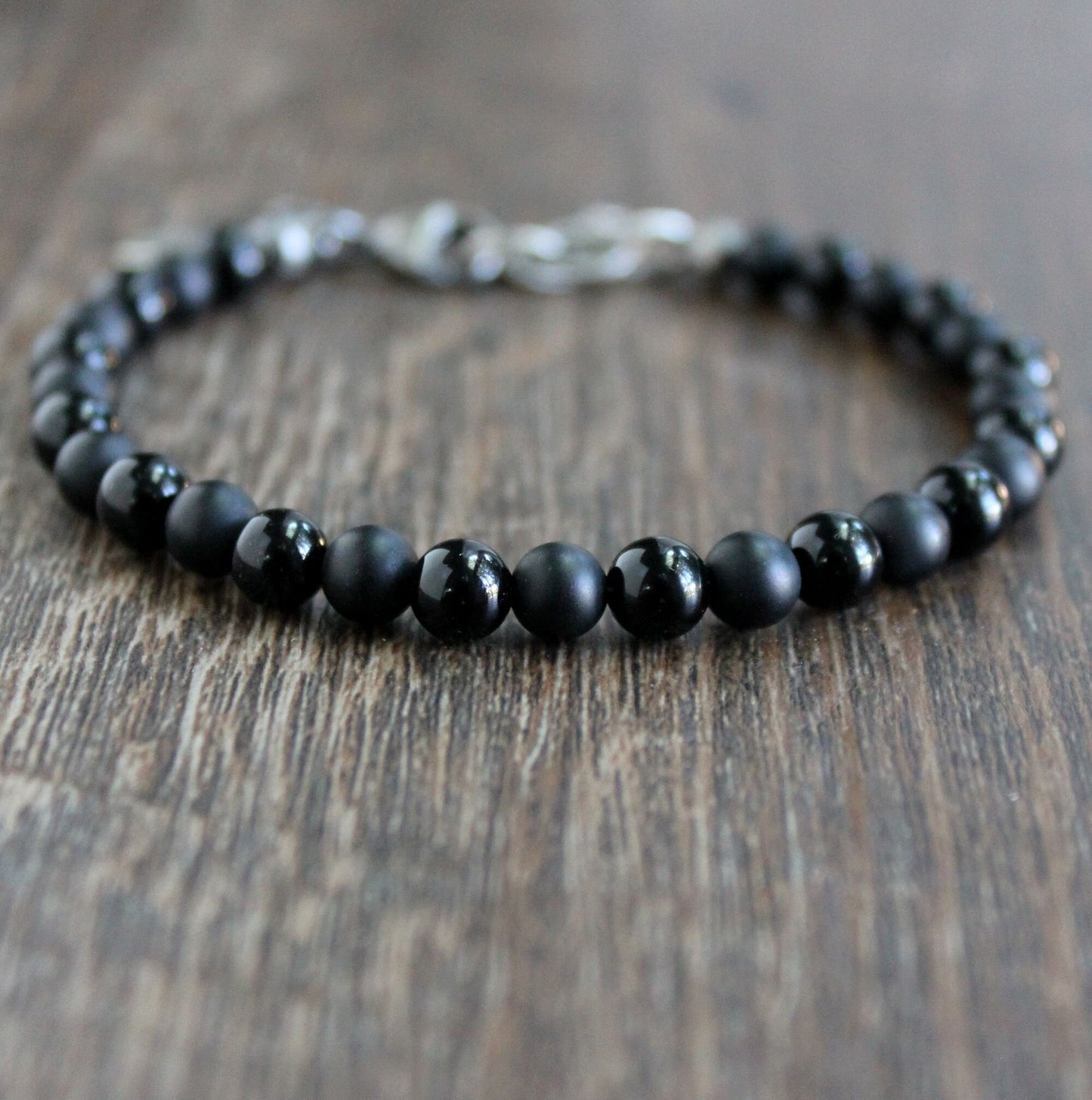 men's mixed onyx bead breaclet