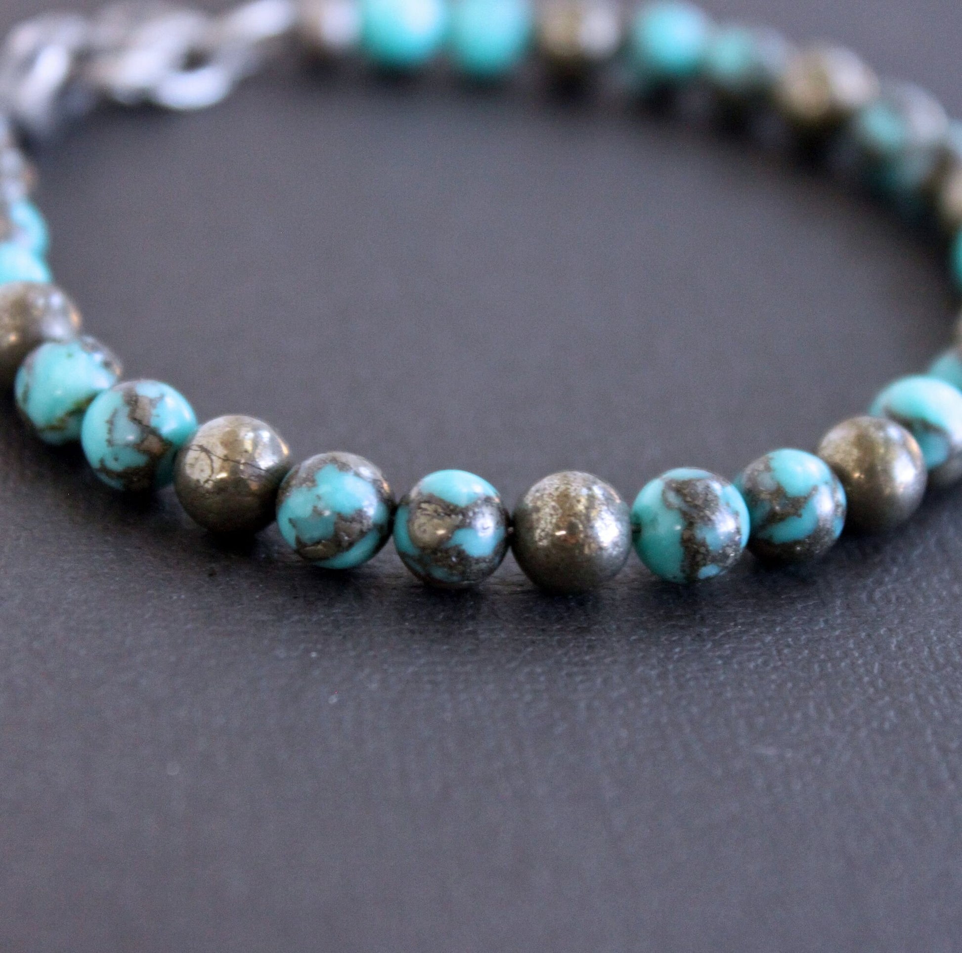 pyrite blue bead bracelet