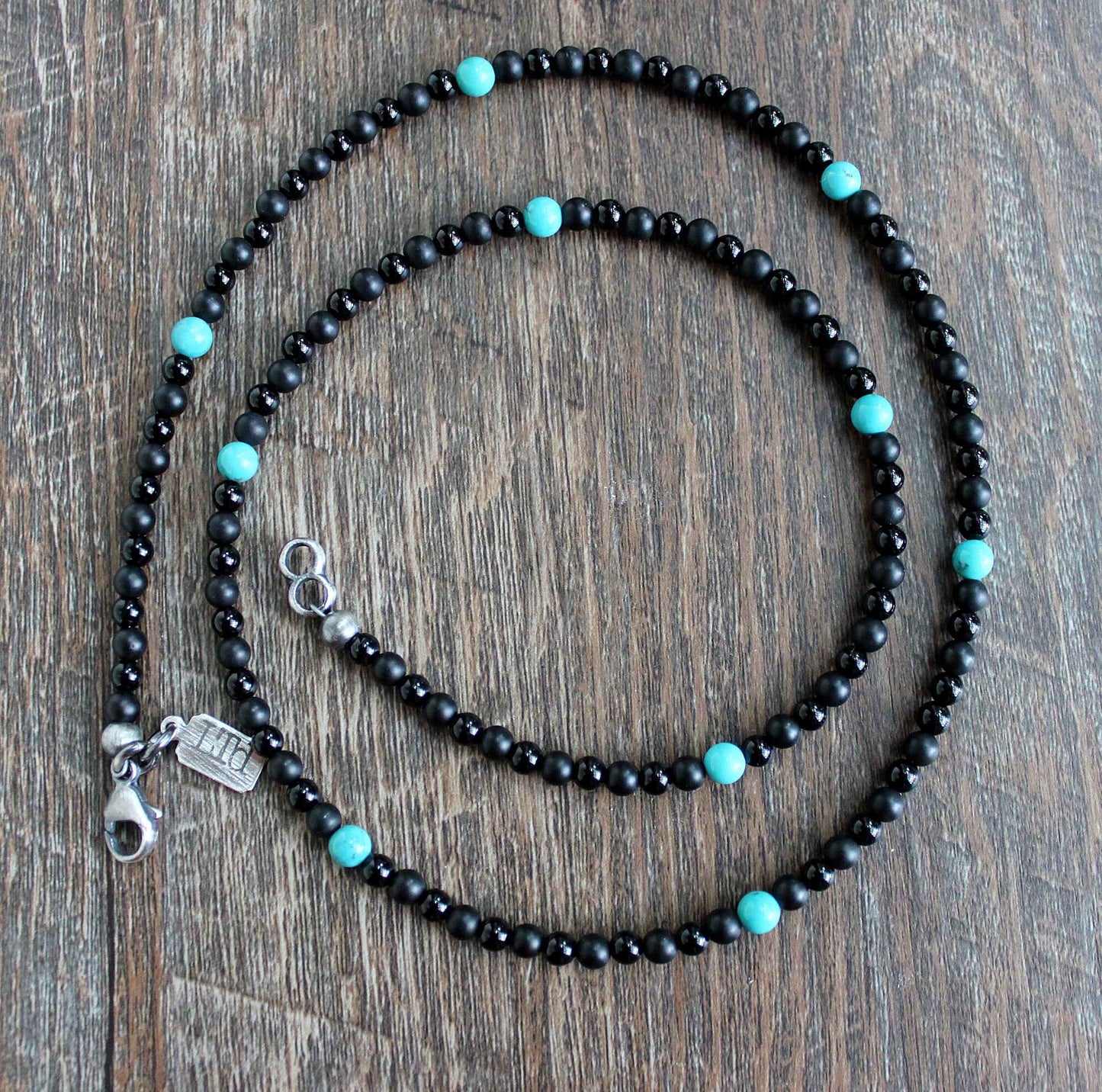 Black Onyx and Turquoise Bead Necklace