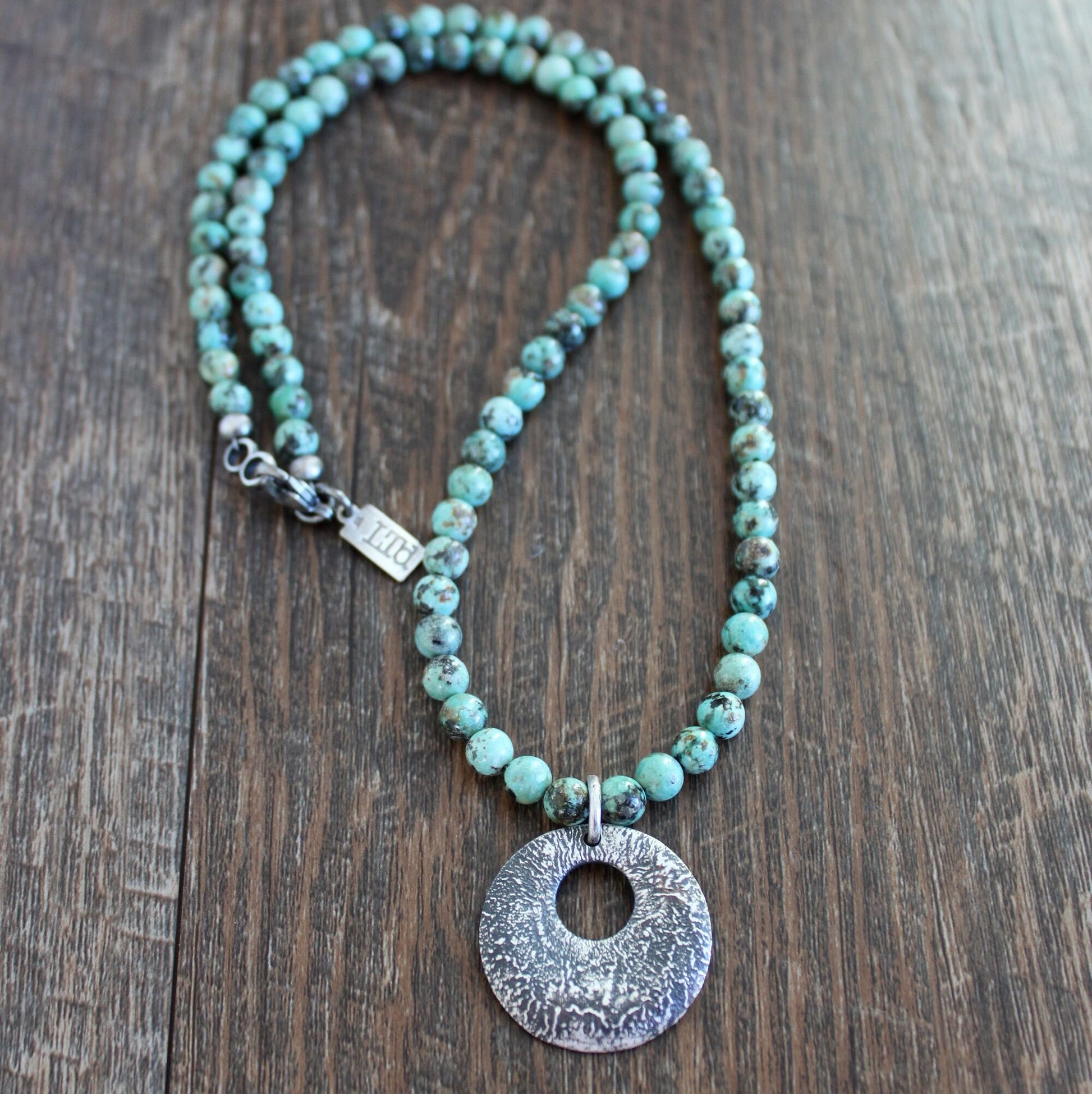 men's african turquoise bead necklace