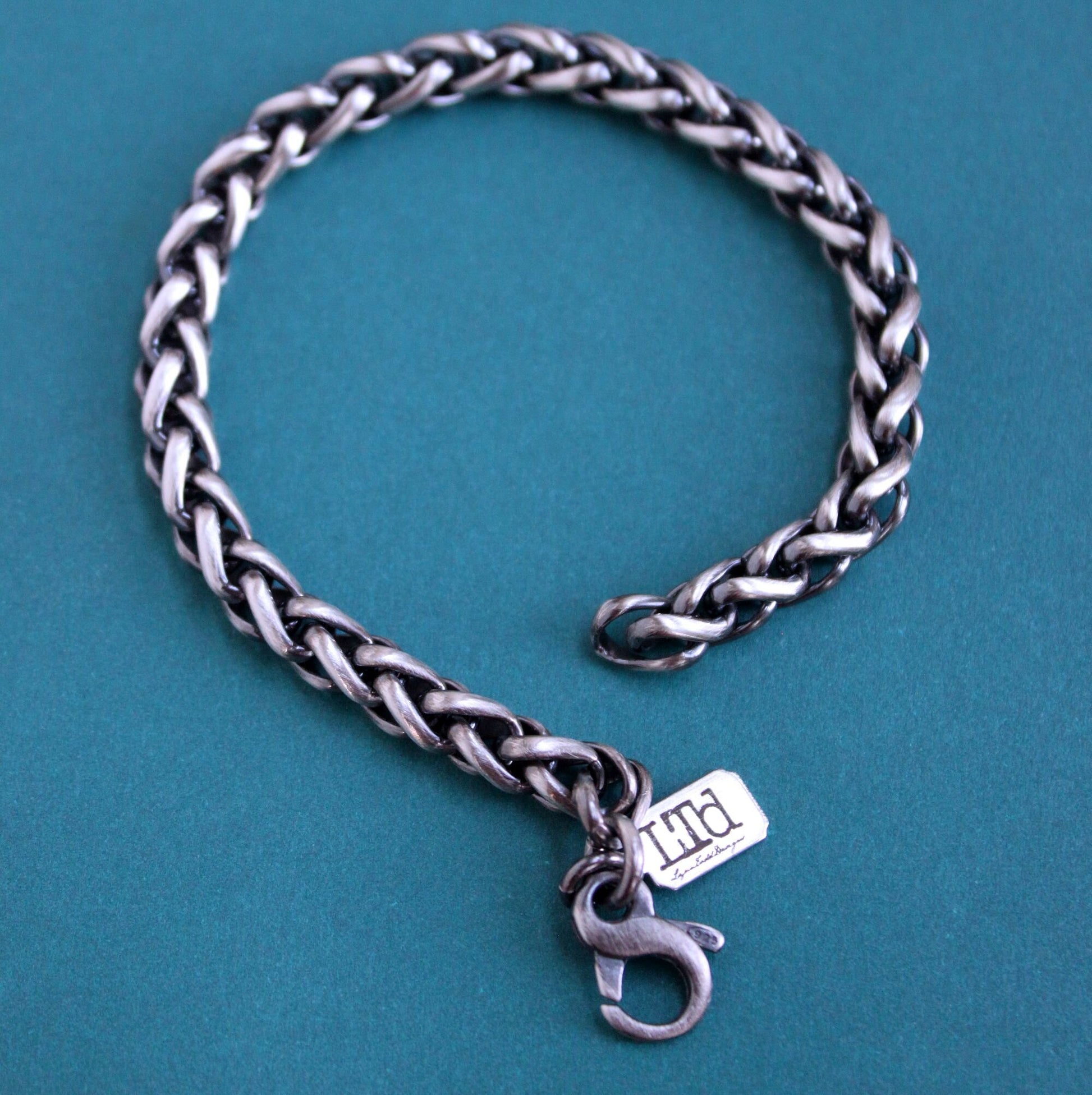 men's silver wheat chain bracelet