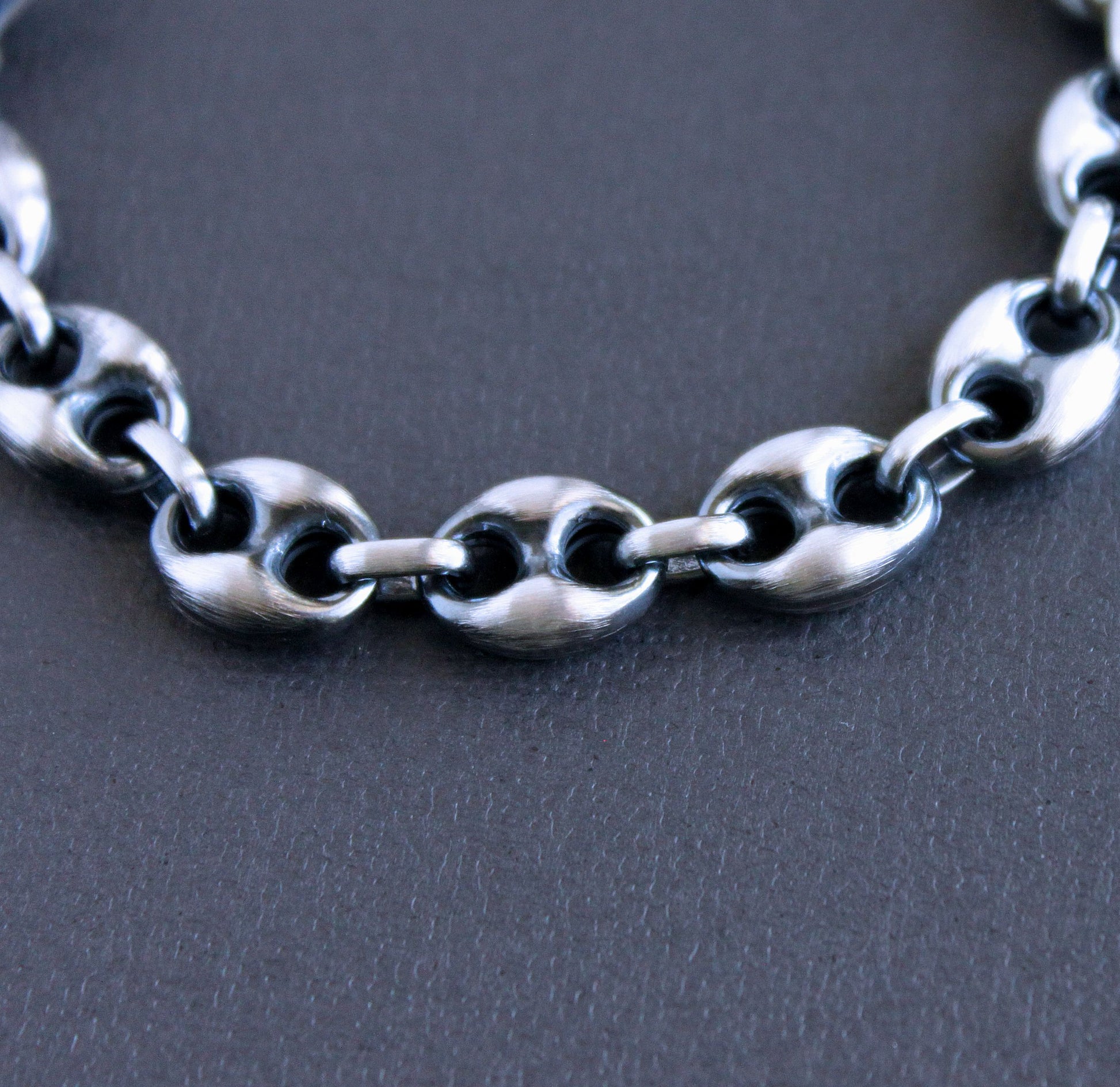 oxidized silver anchor chain bracelet