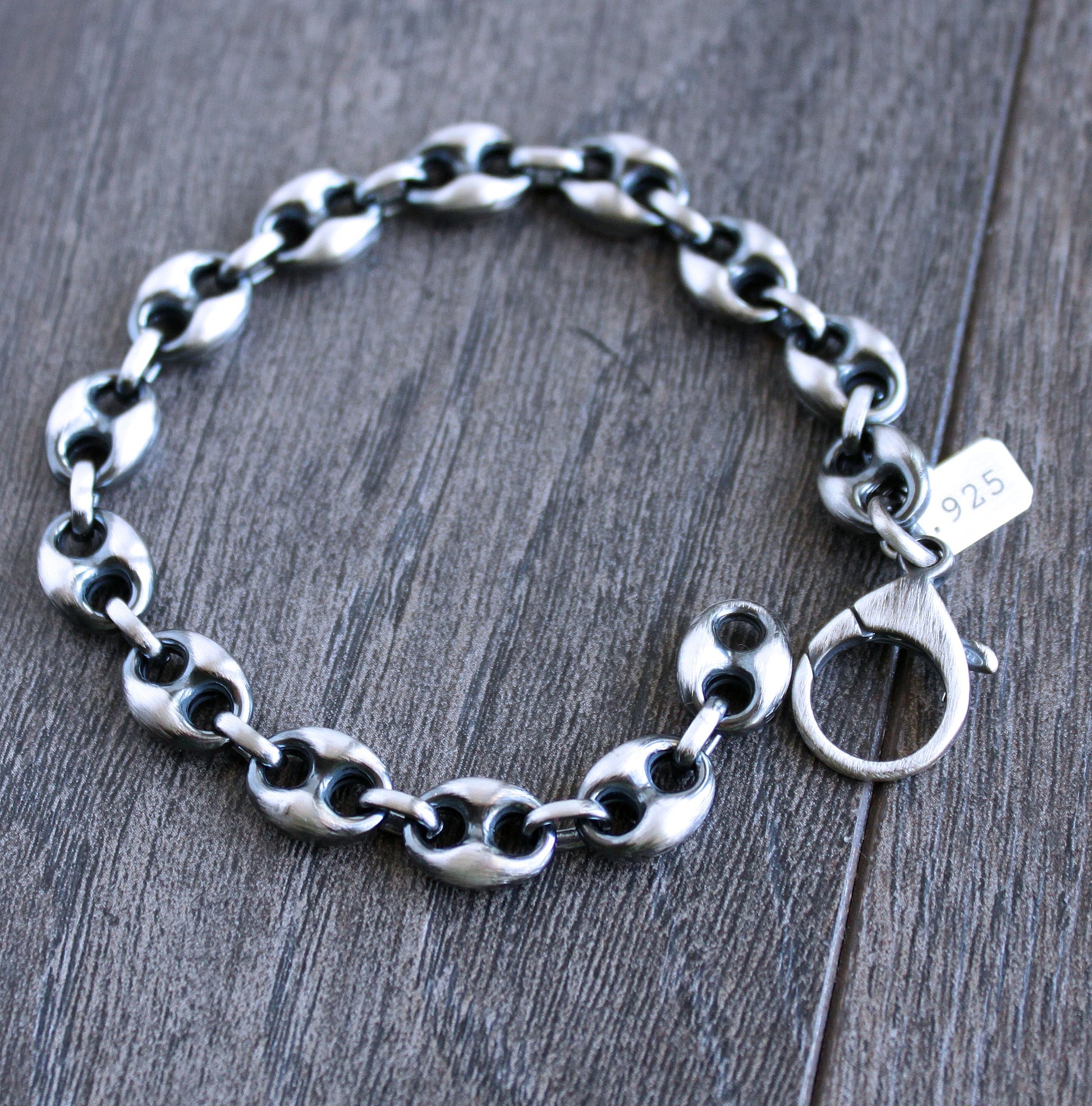 men's silver anchor chain bracelet