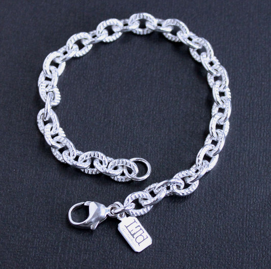 men's thick polished sterling silver chain bracelet