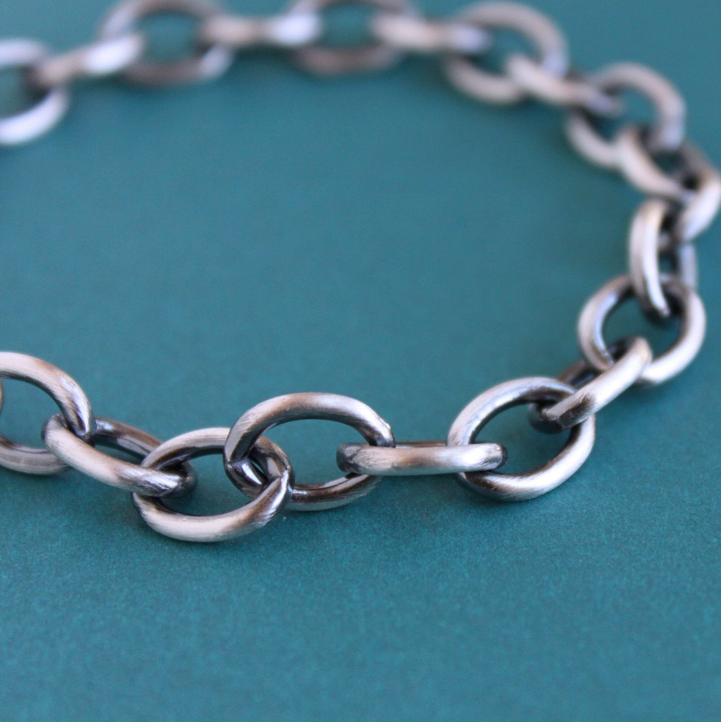 oxidized sterling silver chain bracelet