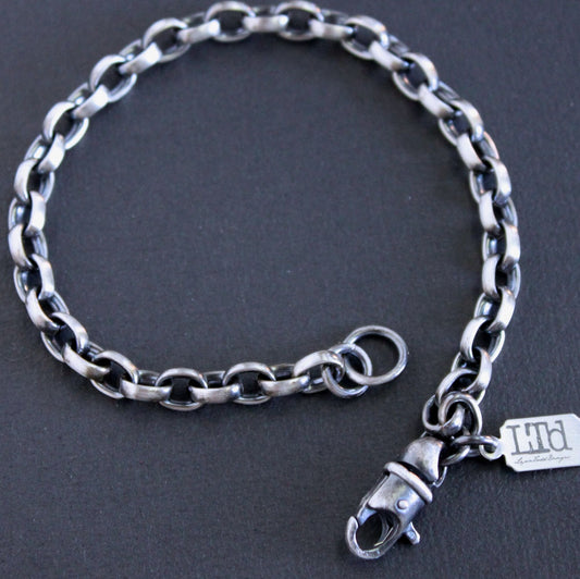 heavy silver rolo chain bracelet