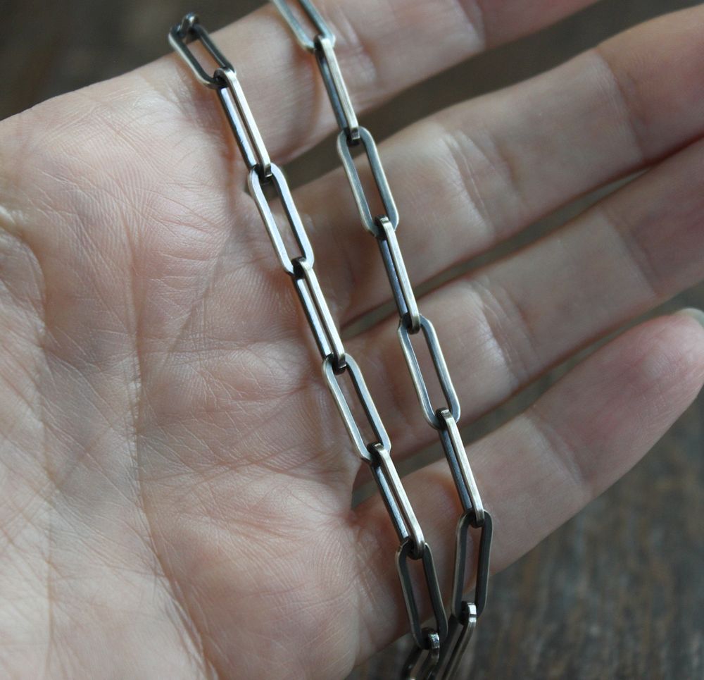 men's long link silver chain necklace