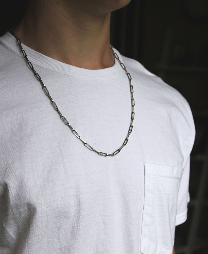 Men's silver paper clip chain