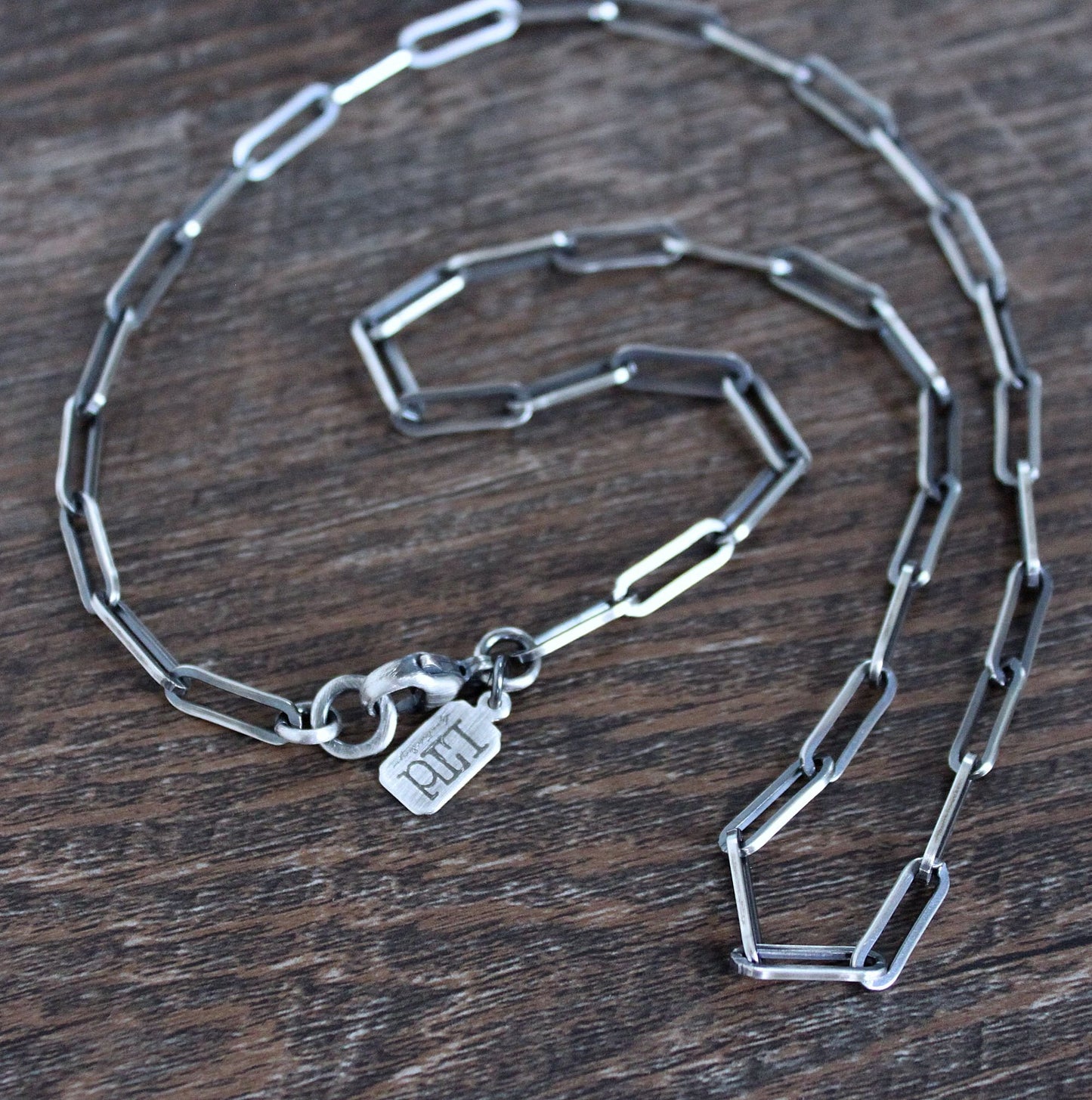 oxidized silver paperclip chain