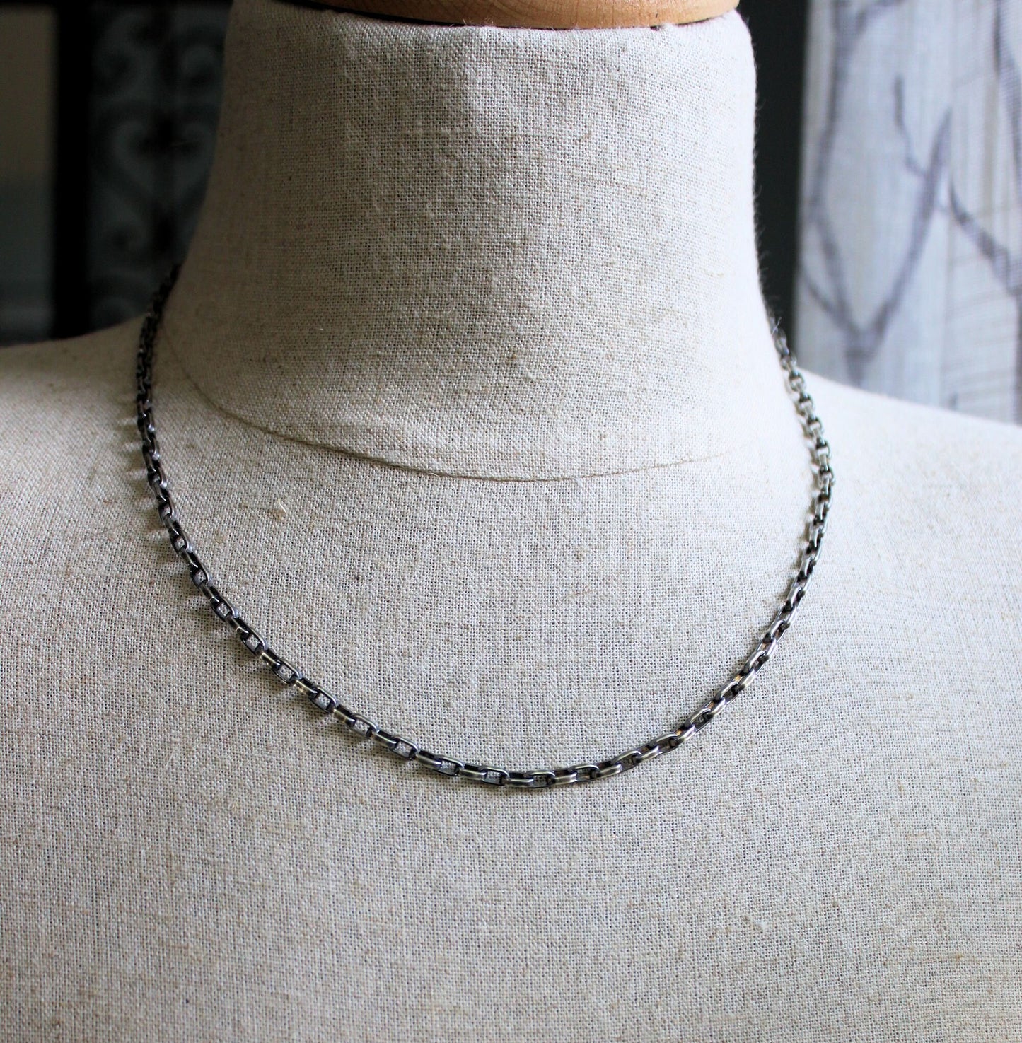 mens flat wire silver chain