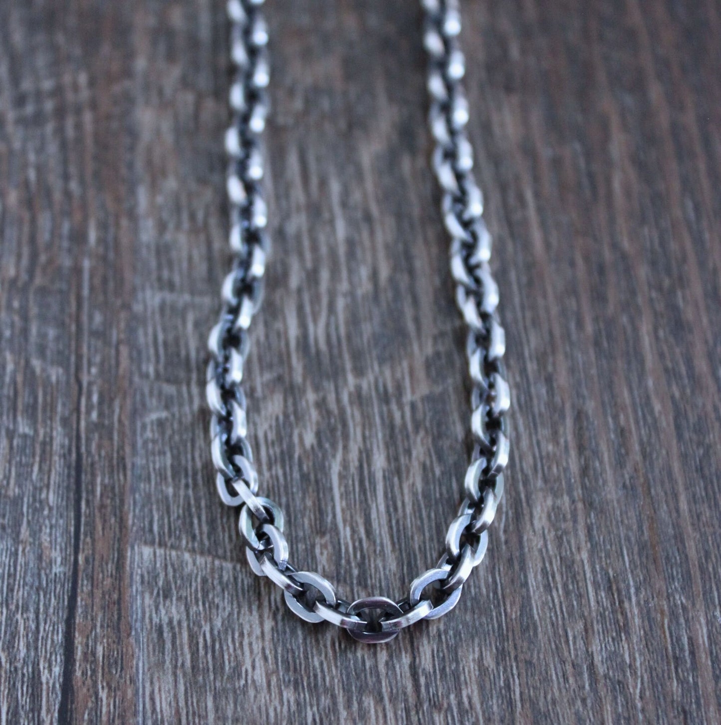 oxidized sterling silver cable chain