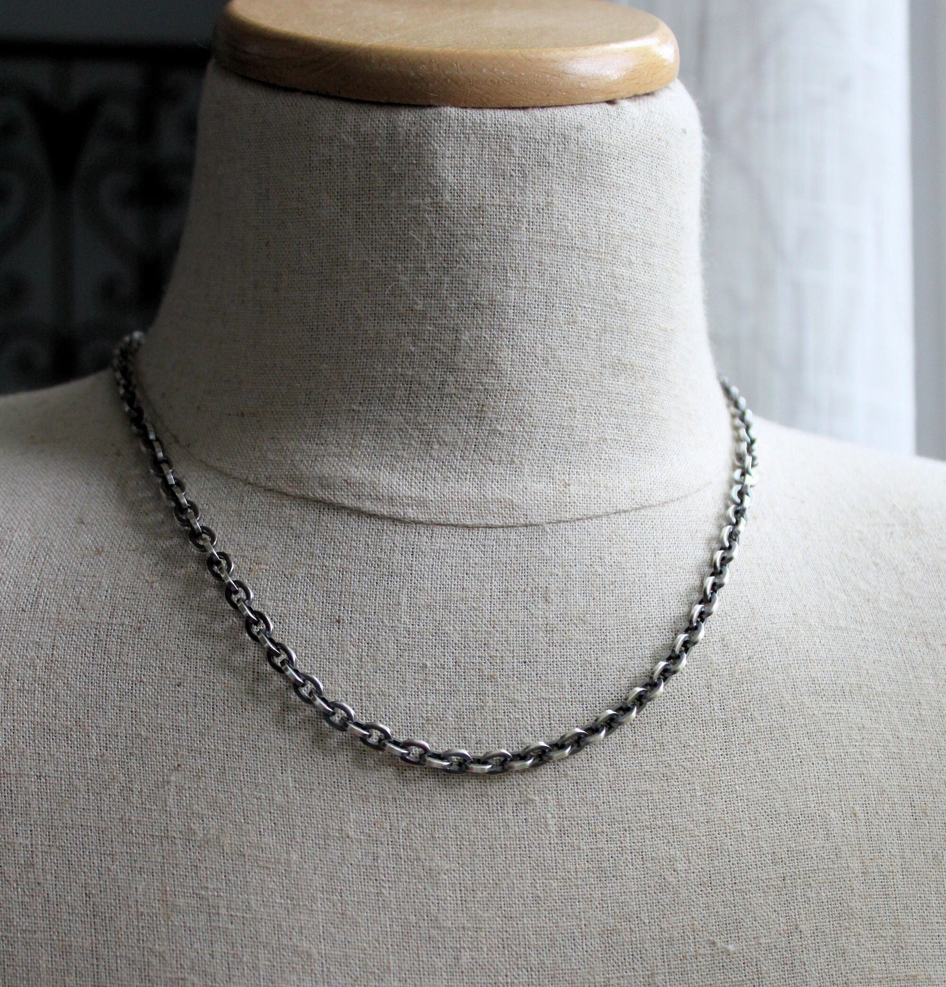 Men's Silver Square Wire Cable Chain Necklace 20