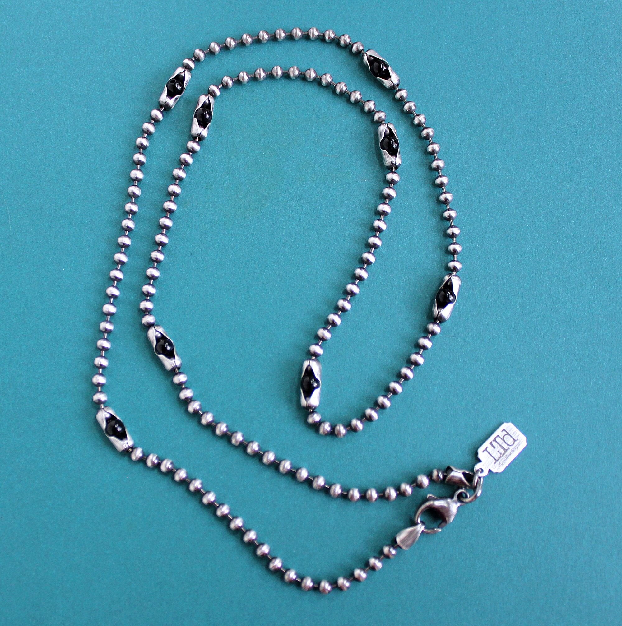 Buy Silver Onyx Necklace, Mens Necklace Onyx Stone Pendant Silver Chain Mens  Set 8mm Chain & Onyx Necklace for Mens by Twistedpendant Online in India -  Etsy