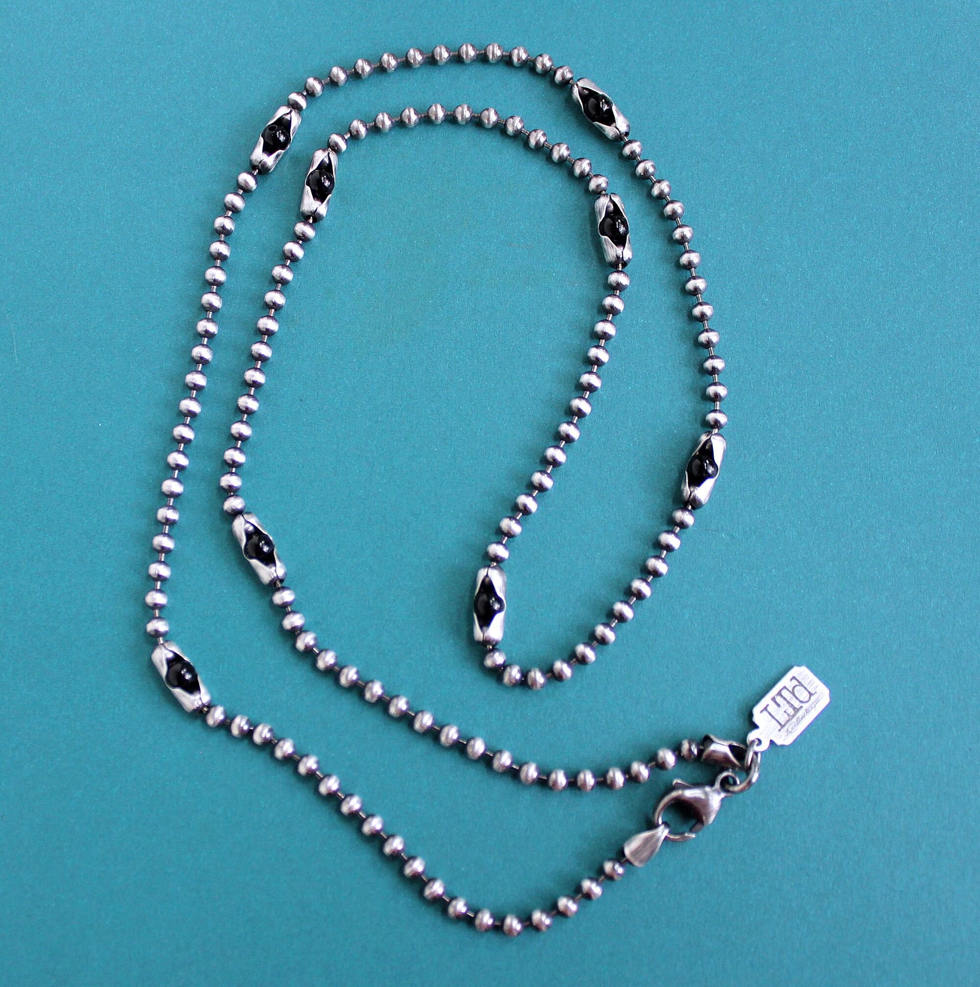 men's onyx ball chain necklace