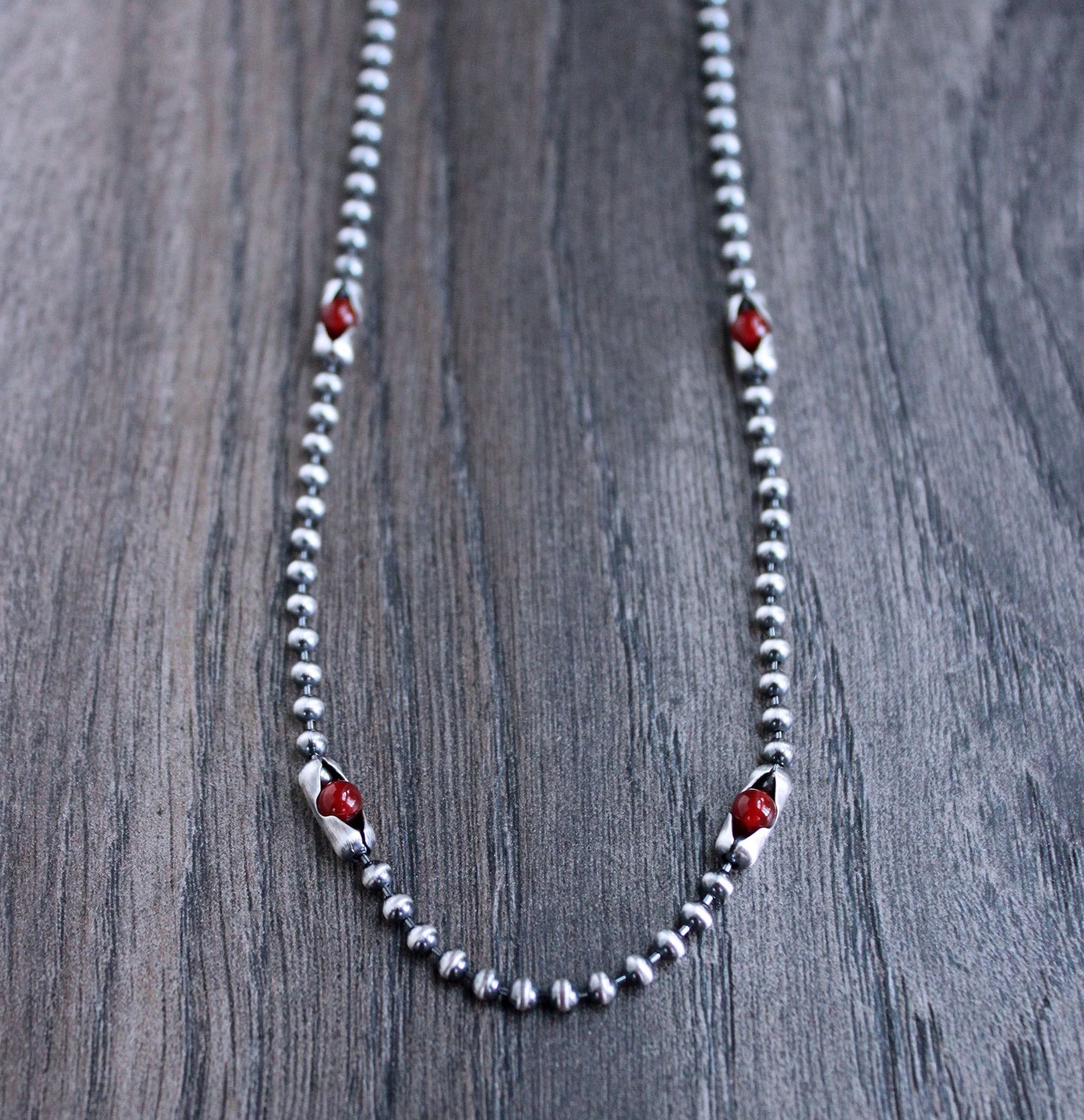 Men's Silver Bead Chain Necklace