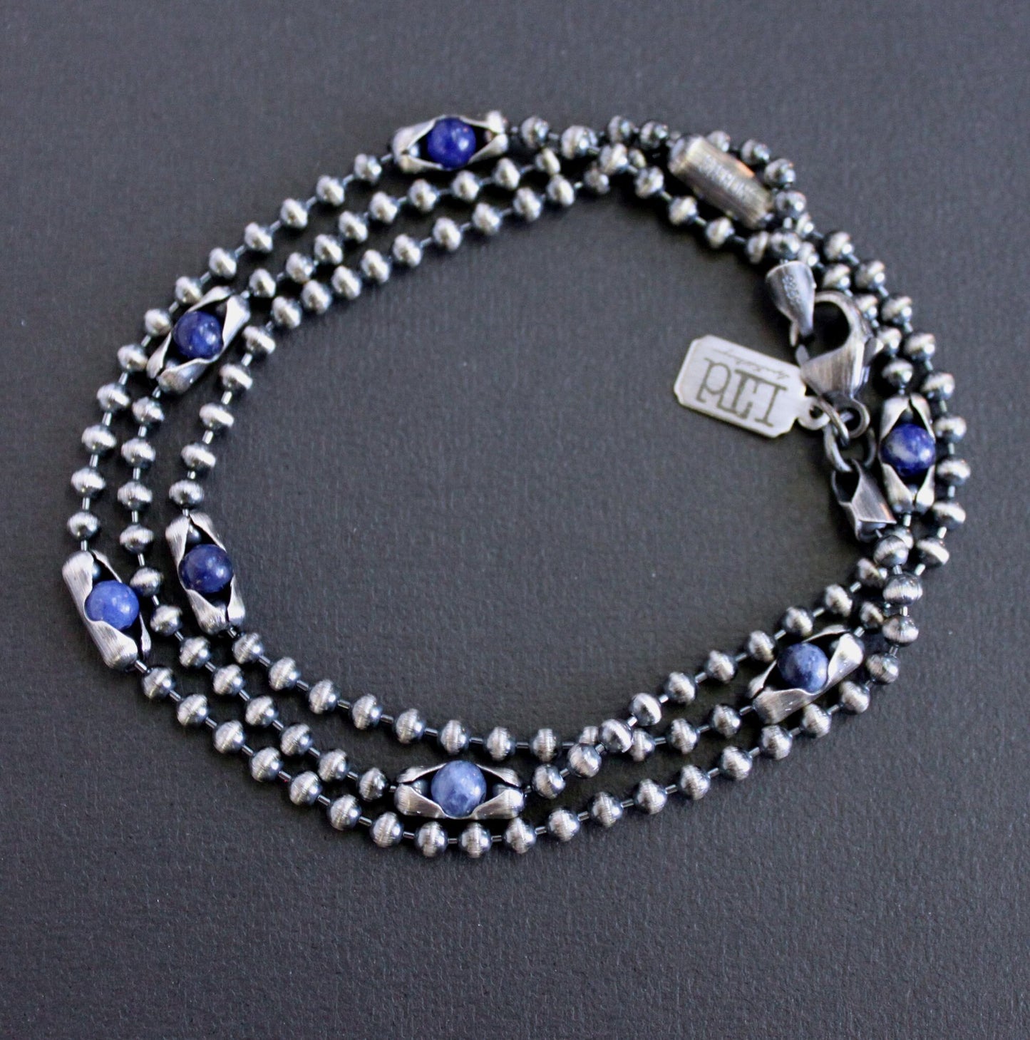 Blue Sodalite Silver Chain Necklace