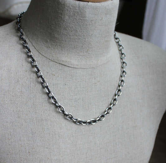 men's large silver cable chain necklace