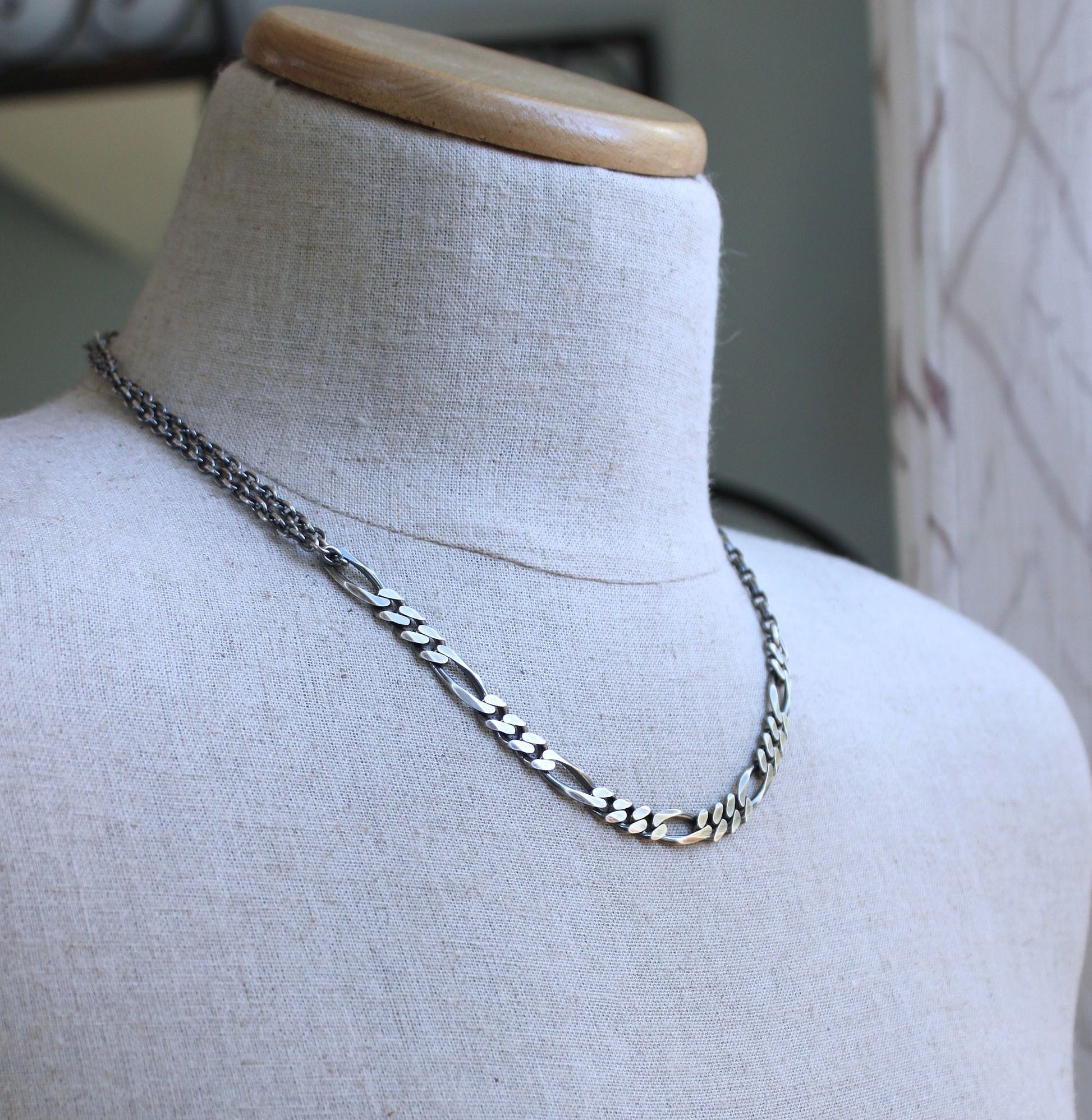 mens large silver chain necklace