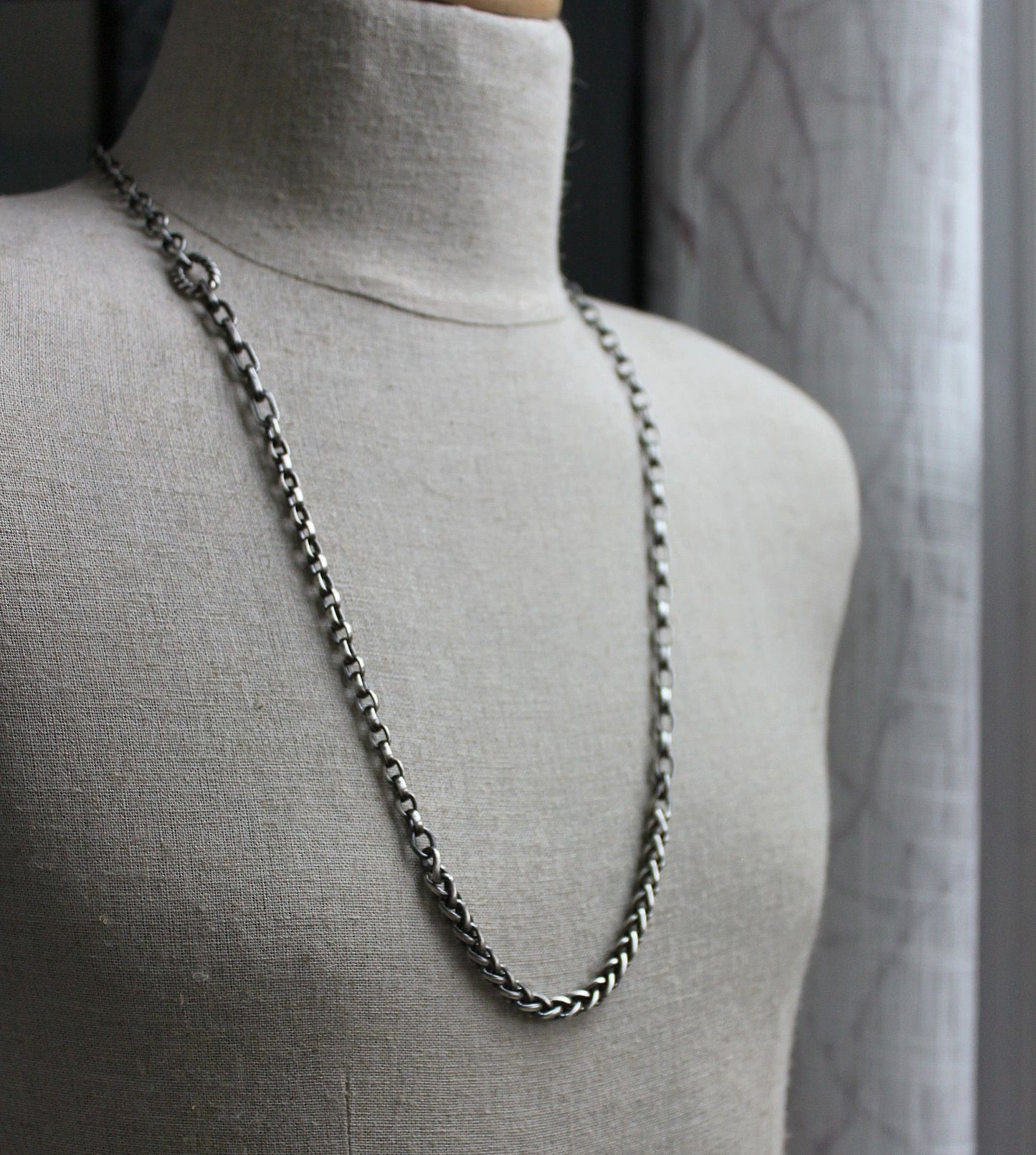men's long mixed chain necklace