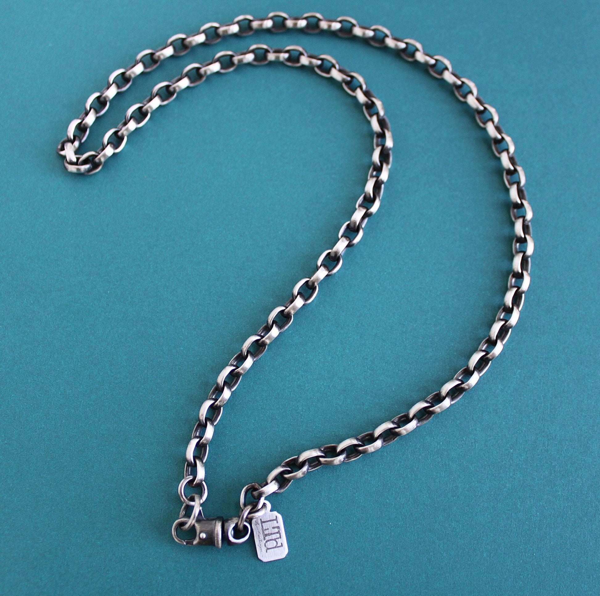 men's heavy sterling silver rolo chain necklace