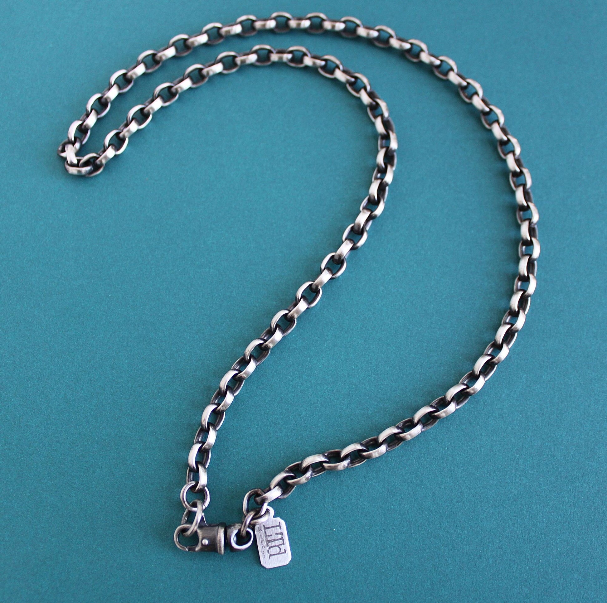 Men's Heavy Silver Oval Rolo Chain Necklace – LynnToddDesigns