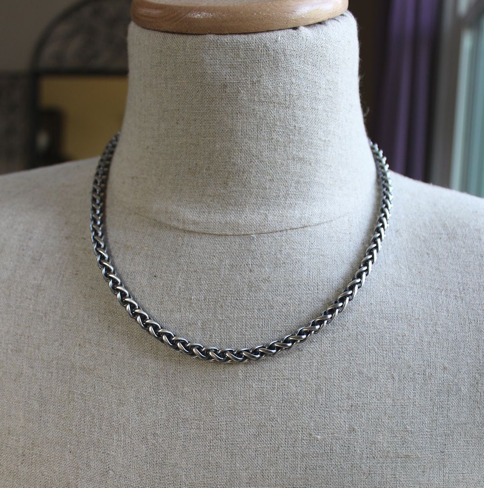 men's thick silver wheat chain necklace