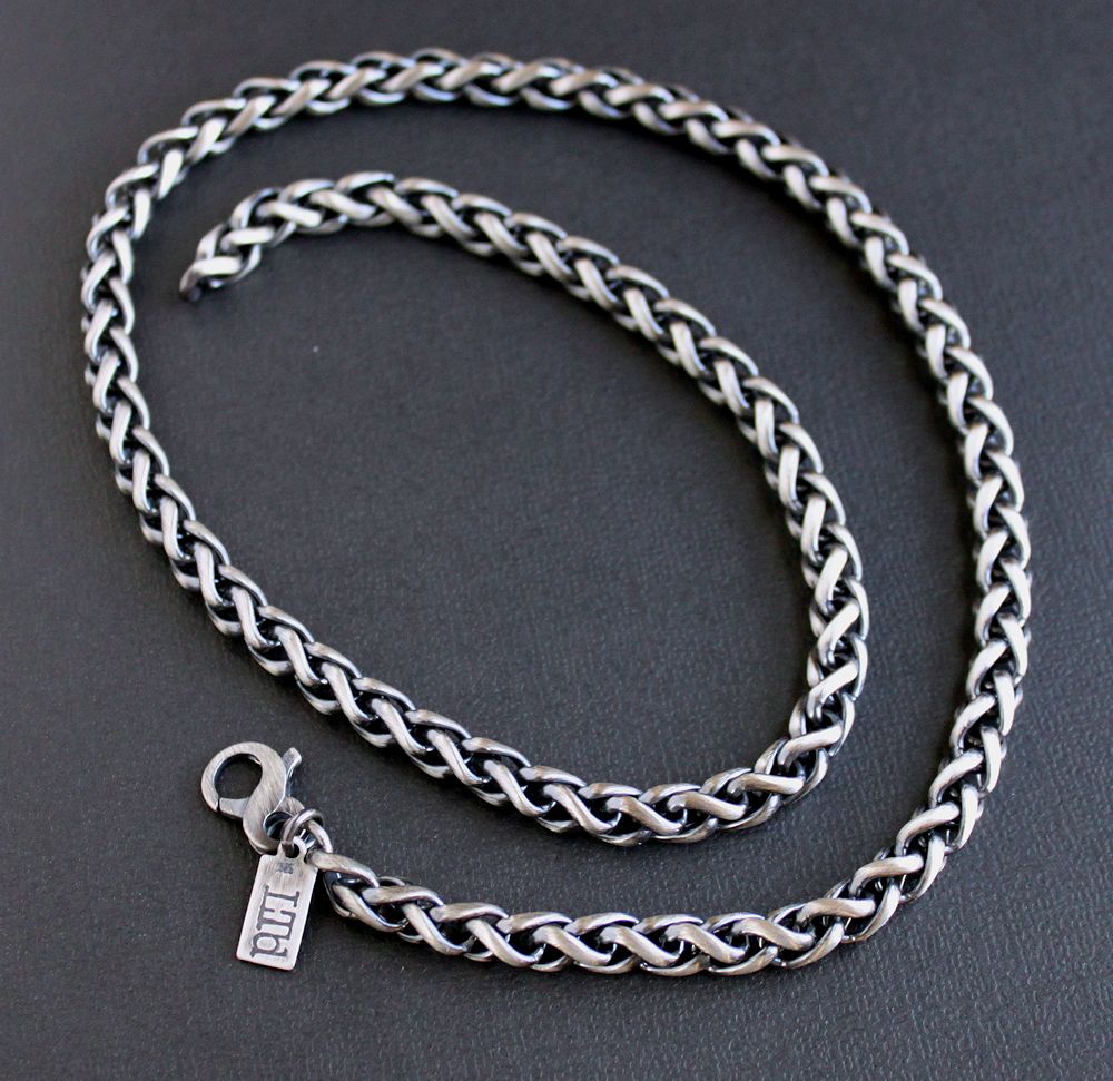 men's sterling silver wheat chain necklace
