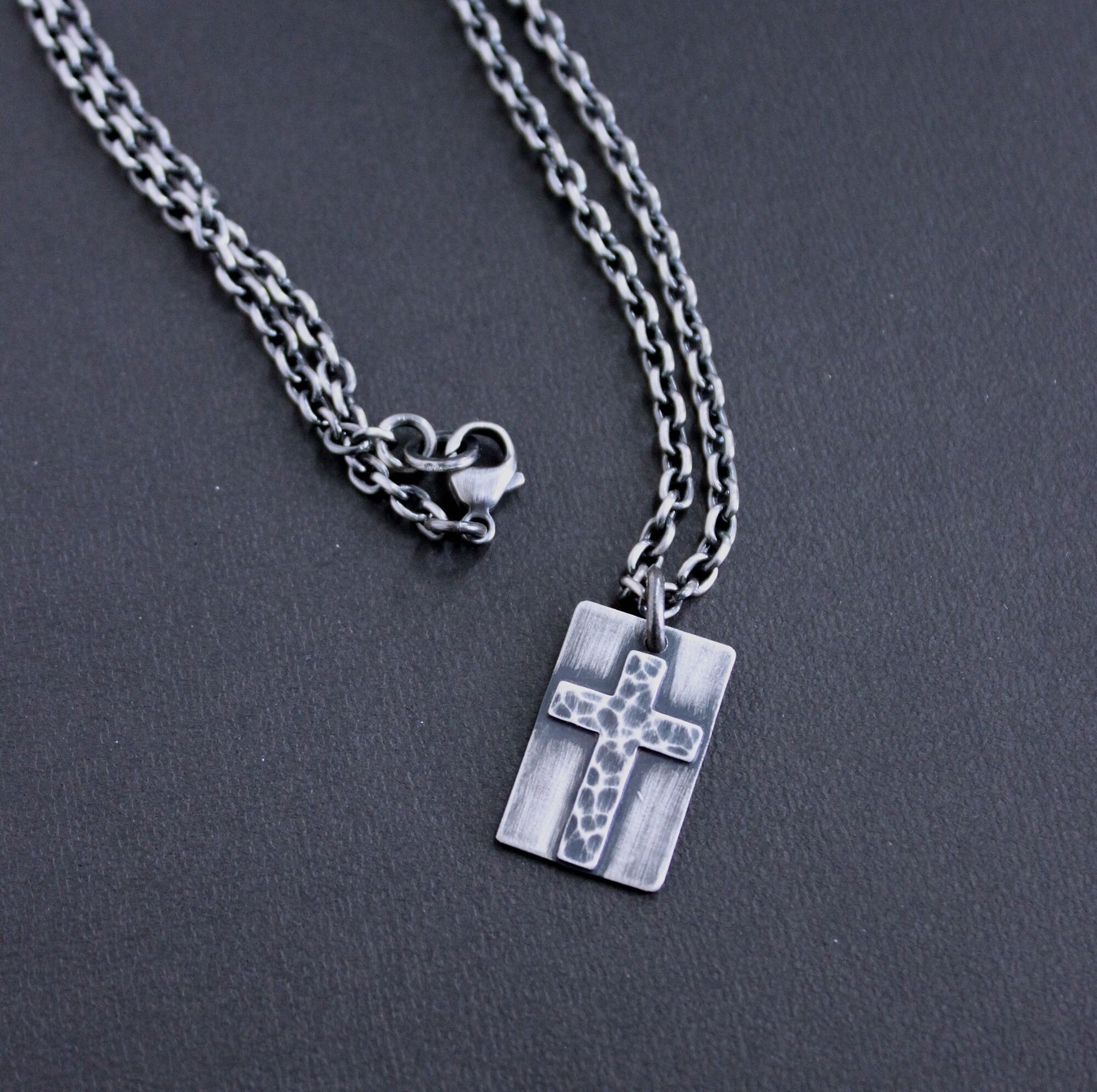 men's small silver cross necklace