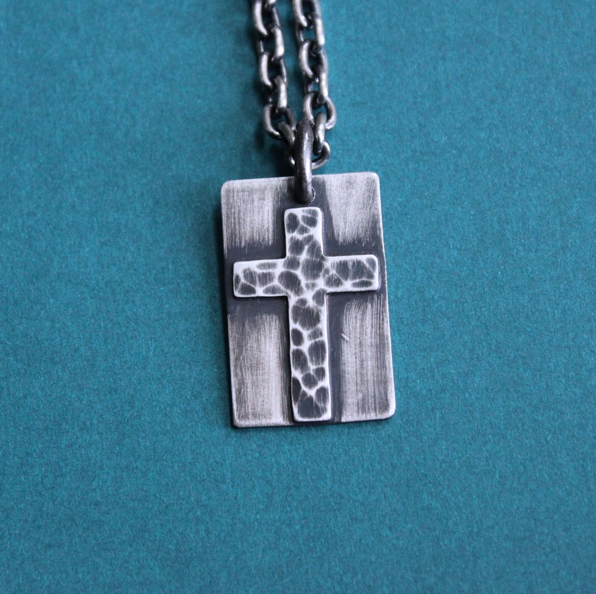 men's handmade silver cross pendant