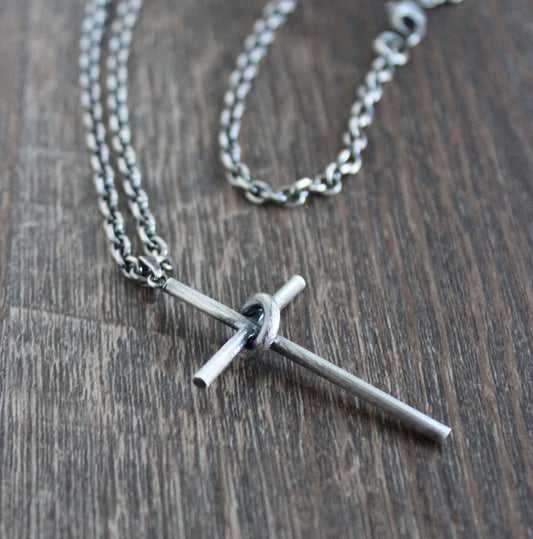 Silver Cross Pendant with Hoop