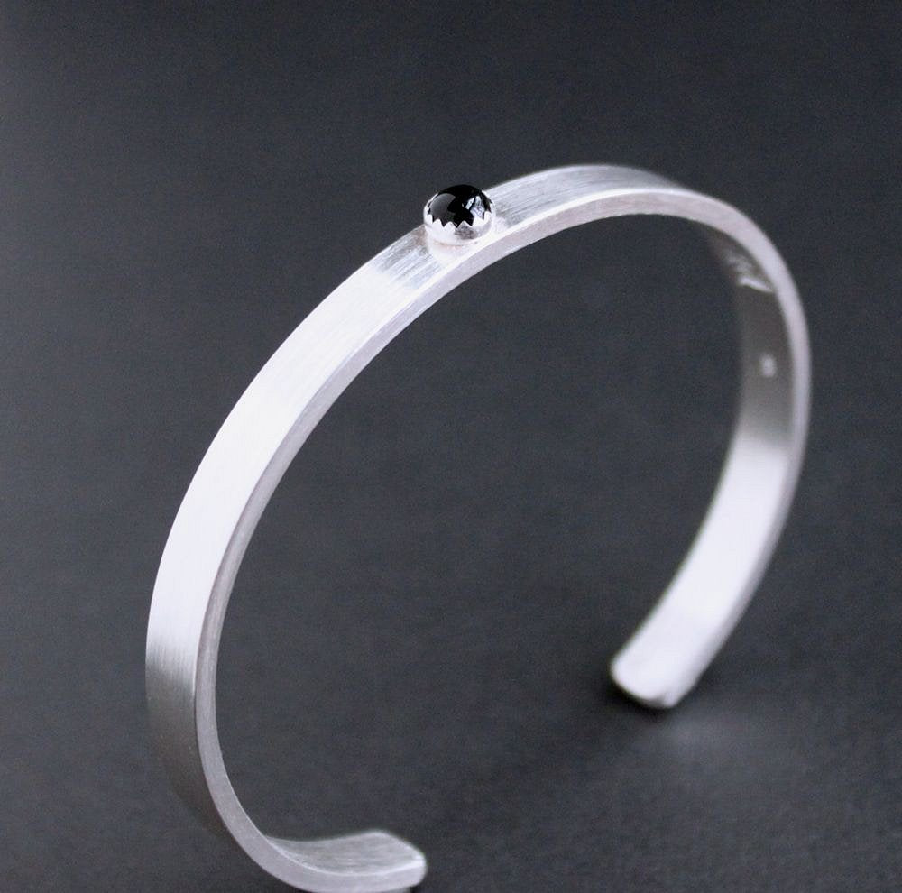 men's sterling silver black onyx cuff