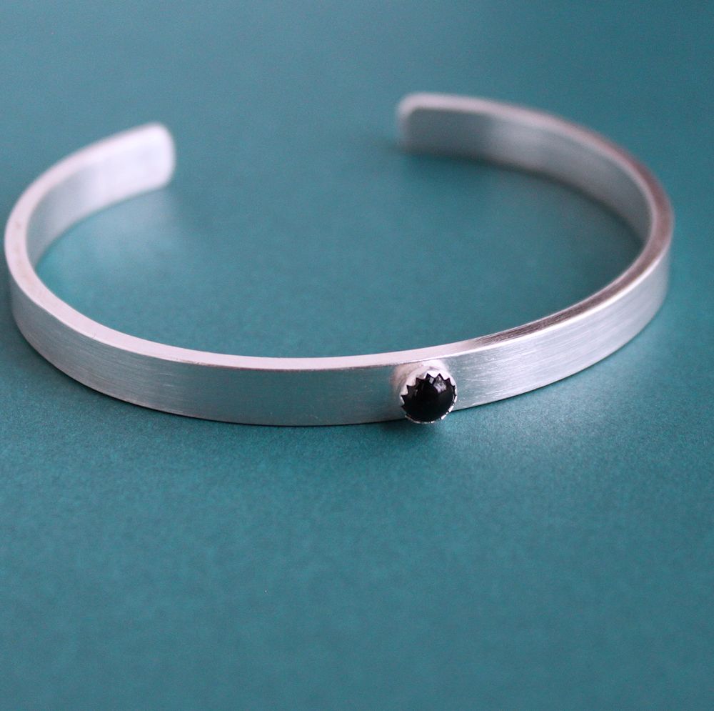 men's silver cuff with onyx stone