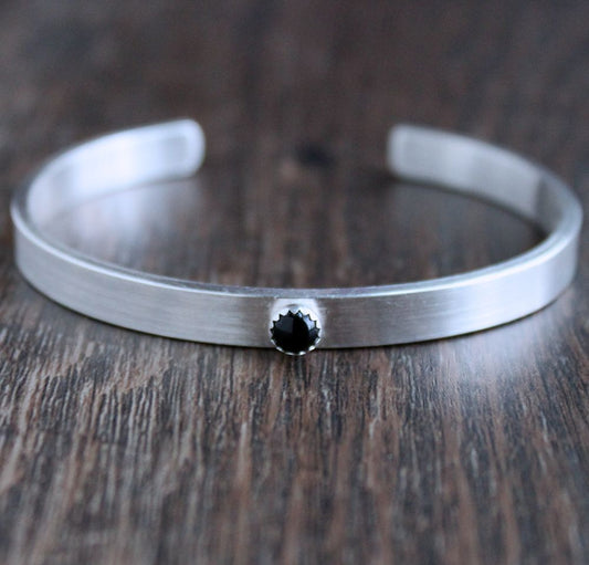 men's onyx silver cuff bracelet