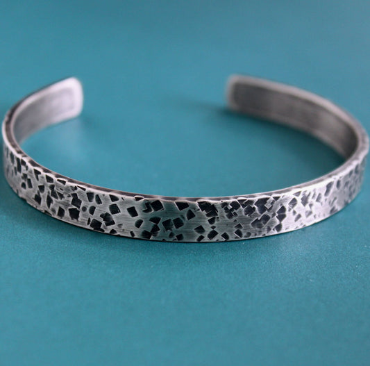 men's hammered silver cuff bracelet