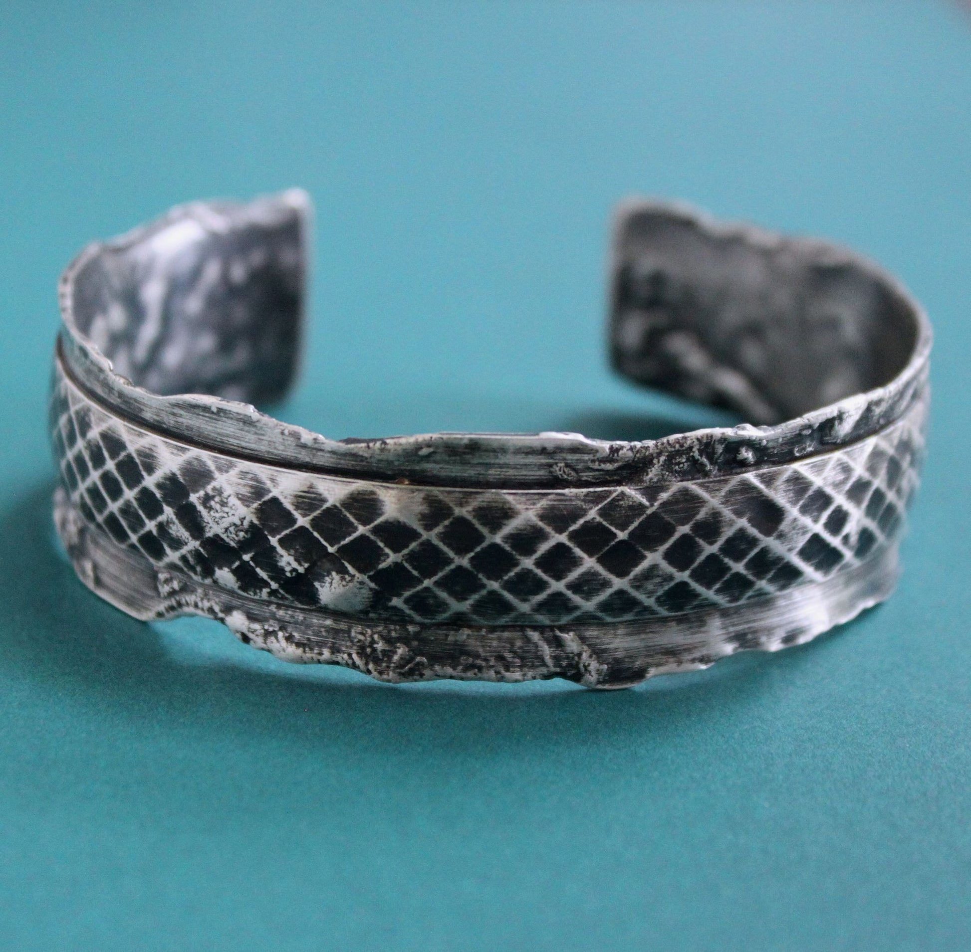 men's rugged silver cuff bracelet