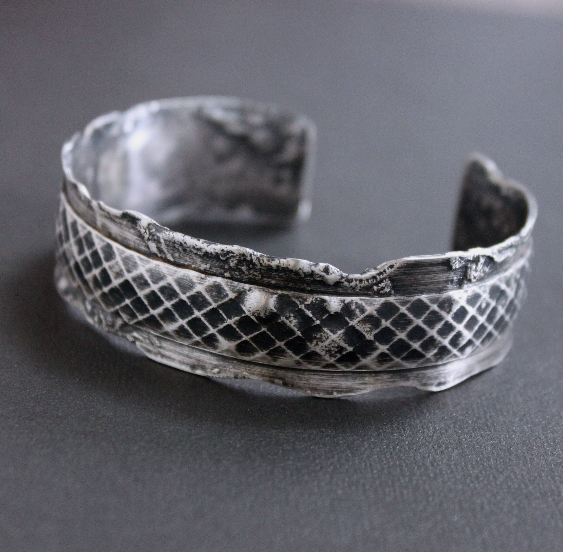 men's handmade rugged silver cuff