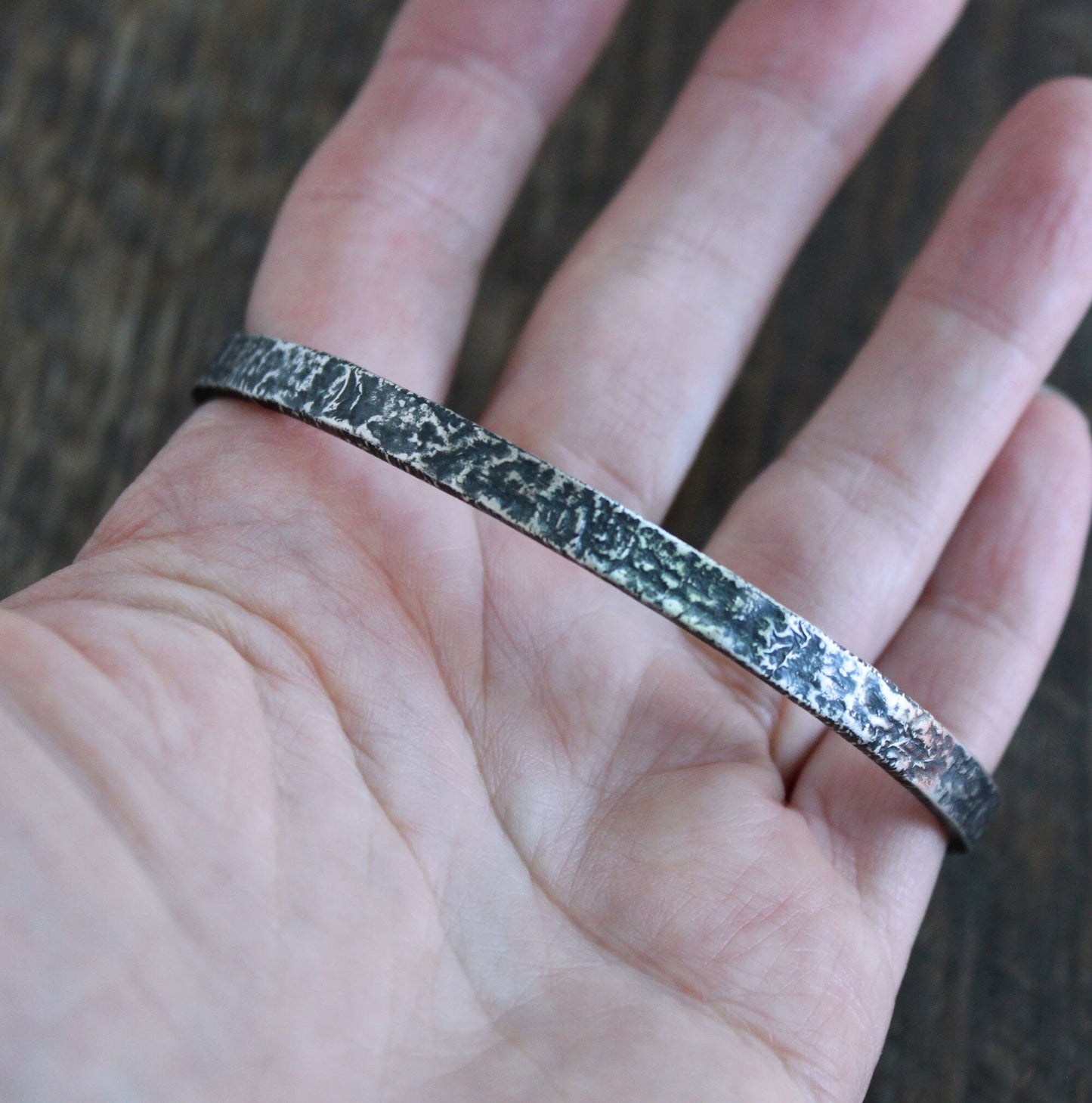 reticulated silver cuff bracelet
