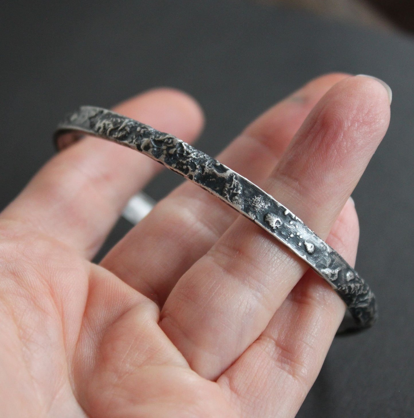 men's rustic reticulated silver cuff