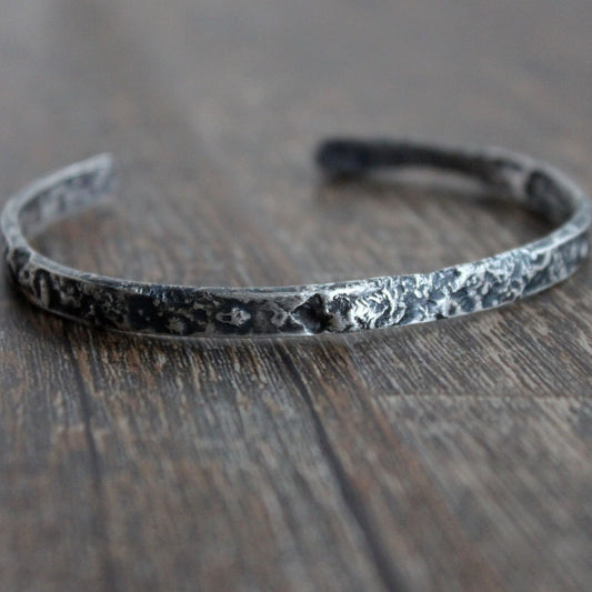 men's thin rustic silver bracelet