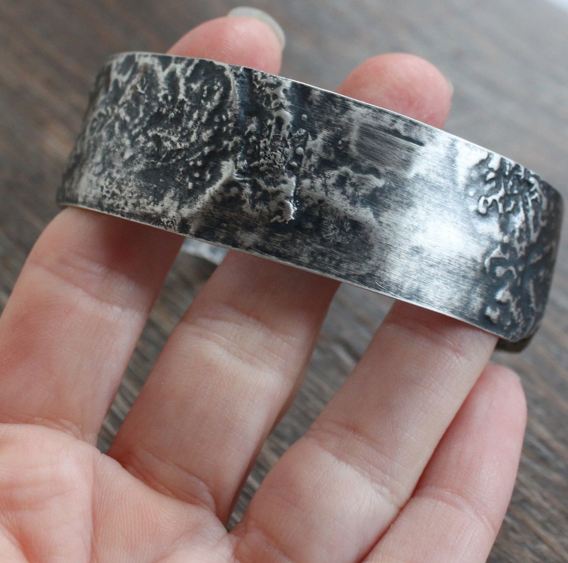 men's handmade wide silver cuff bracelet