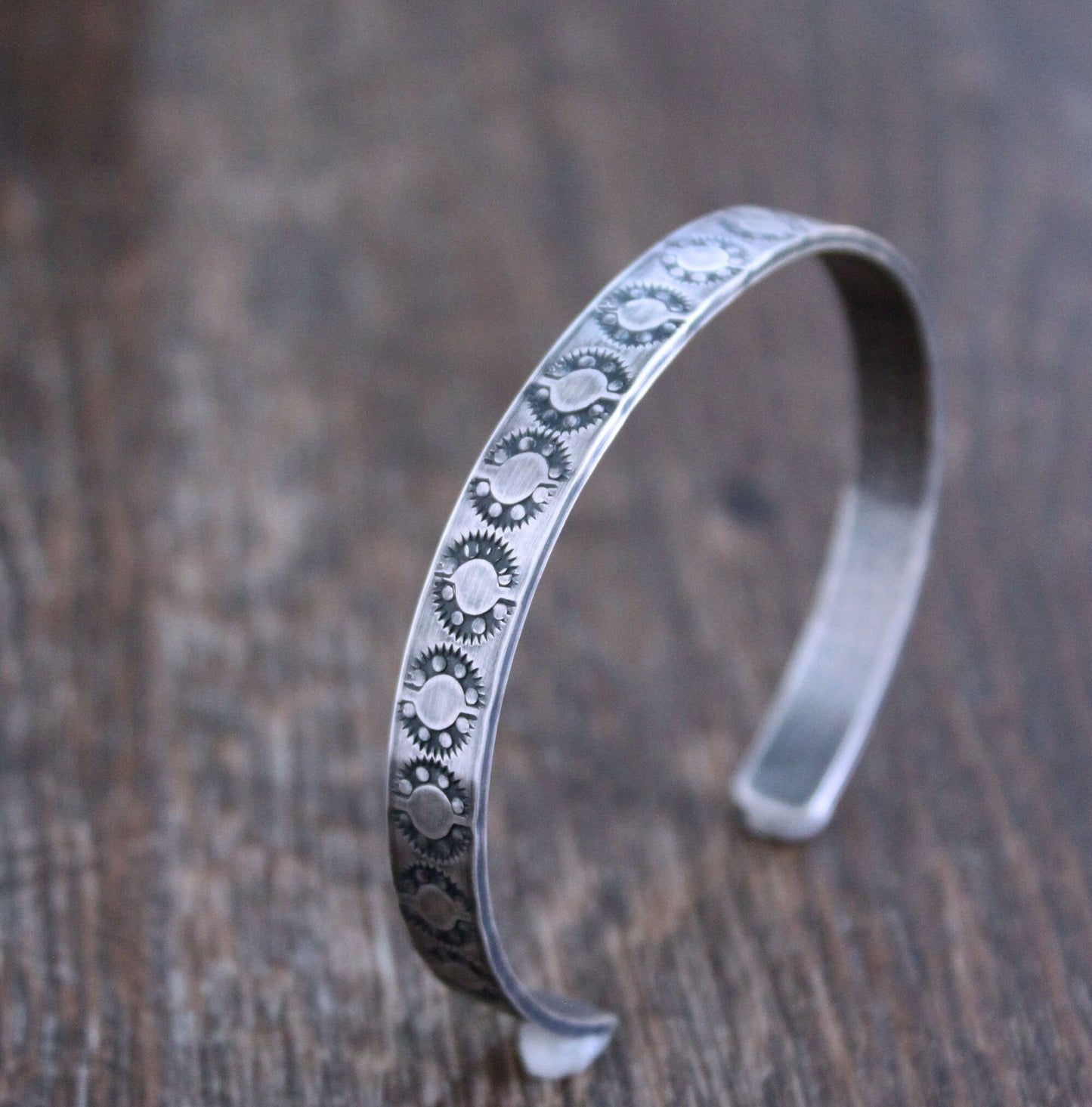 men's silver stamped cuff bracelet