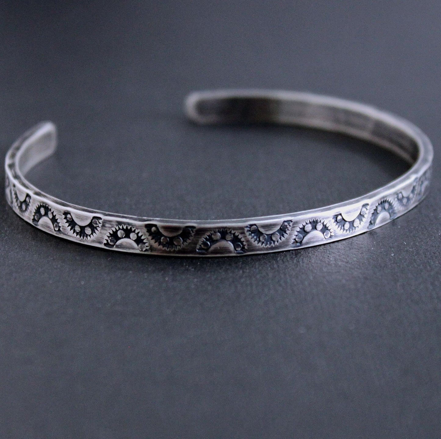 sterling silver stamped cuff bracelet