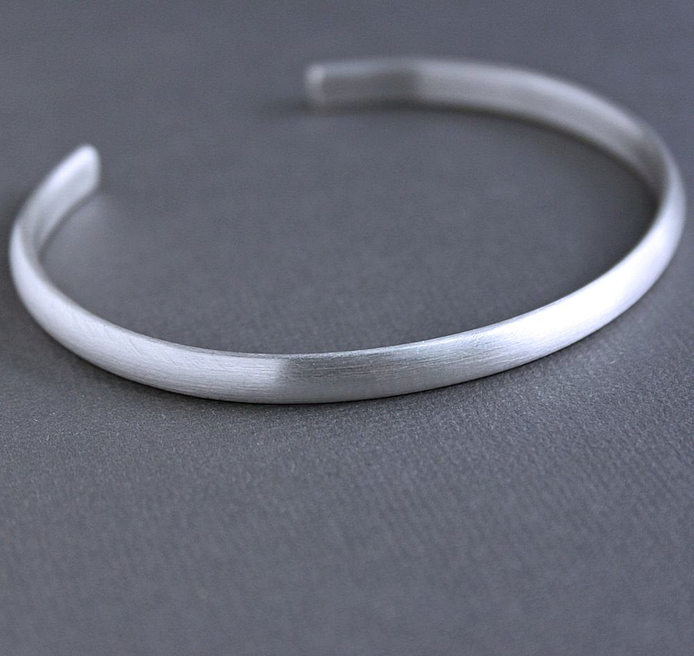 men's thin silver cuff bracelet