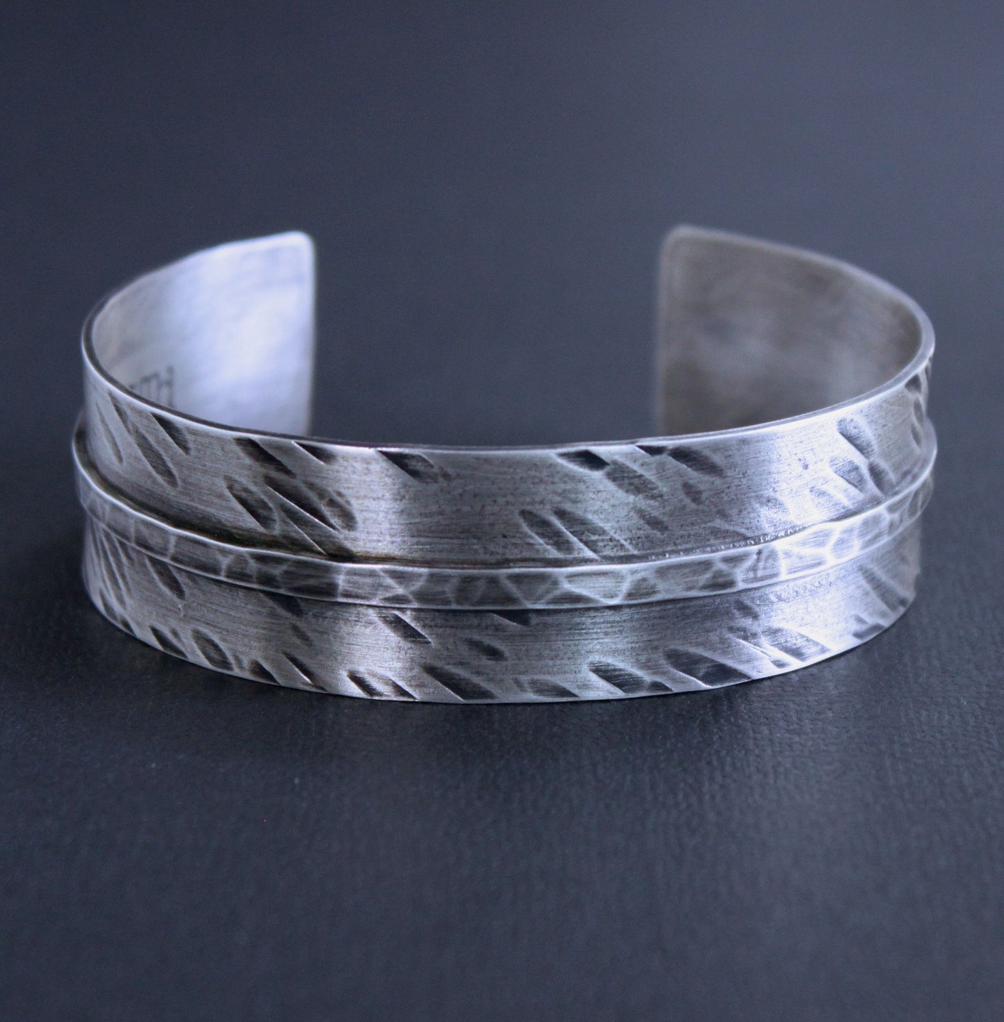 men's wide hammered silver cuff bracelet