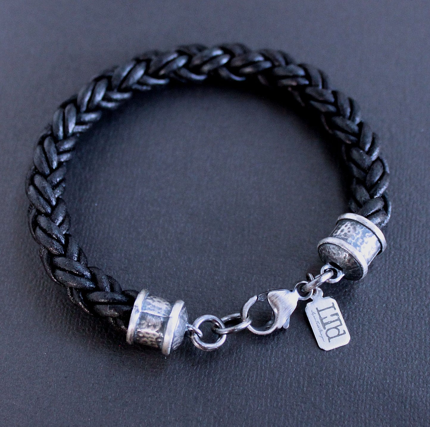 Men's thick leather braid bracelet