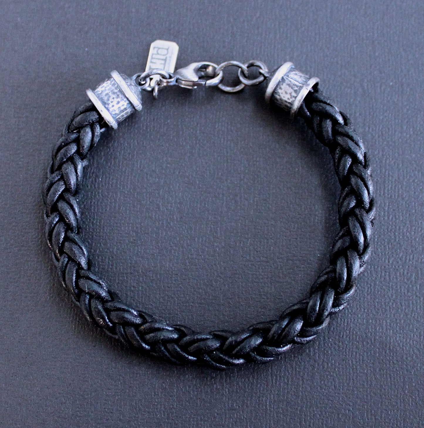 Men's thick black braid bracelet